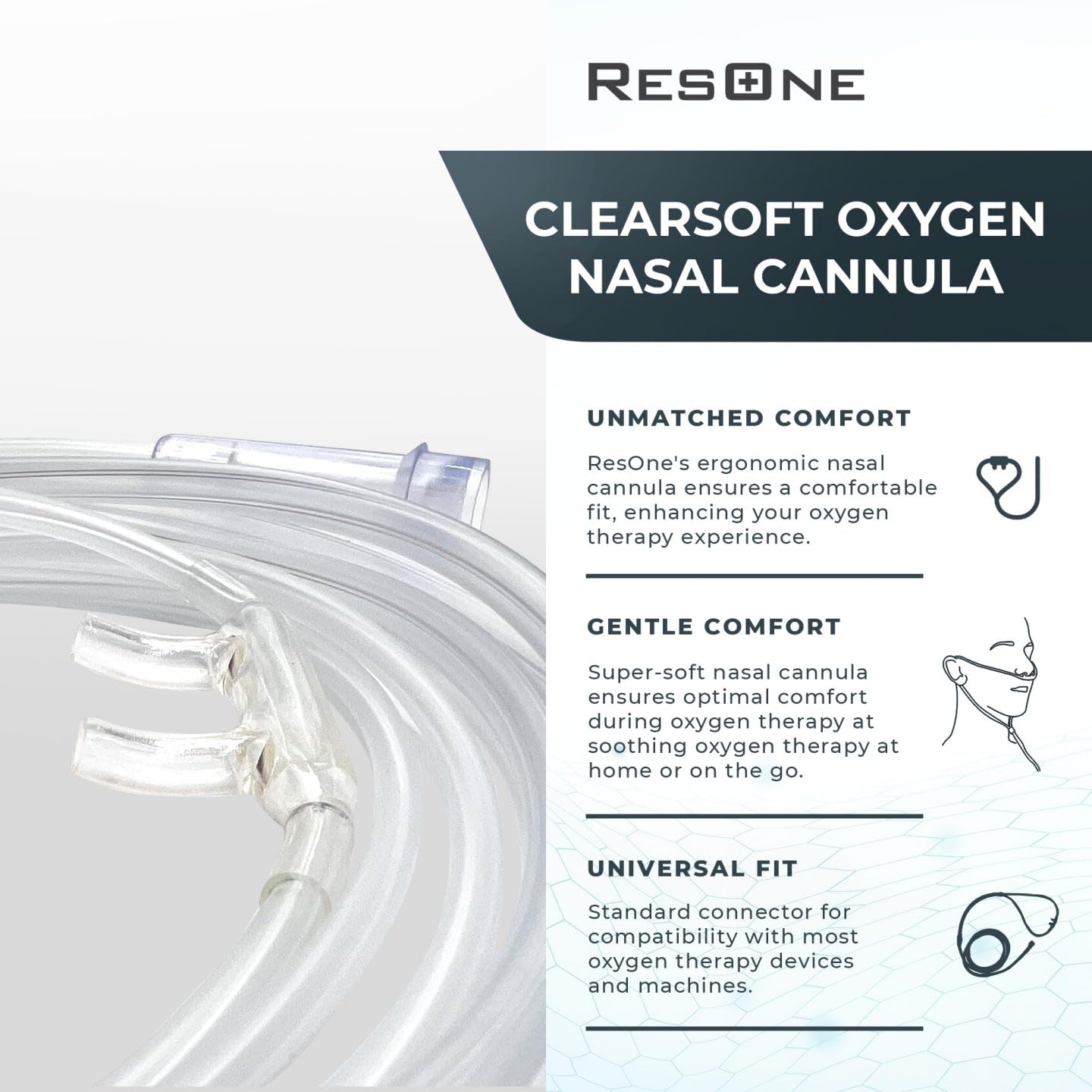 ResOne Soft Nasal Cannula 5-Pack - Oxygen Cannula, Curved Prongs, 4Ft Crush-Resistant Tubing ResOne uk supplements