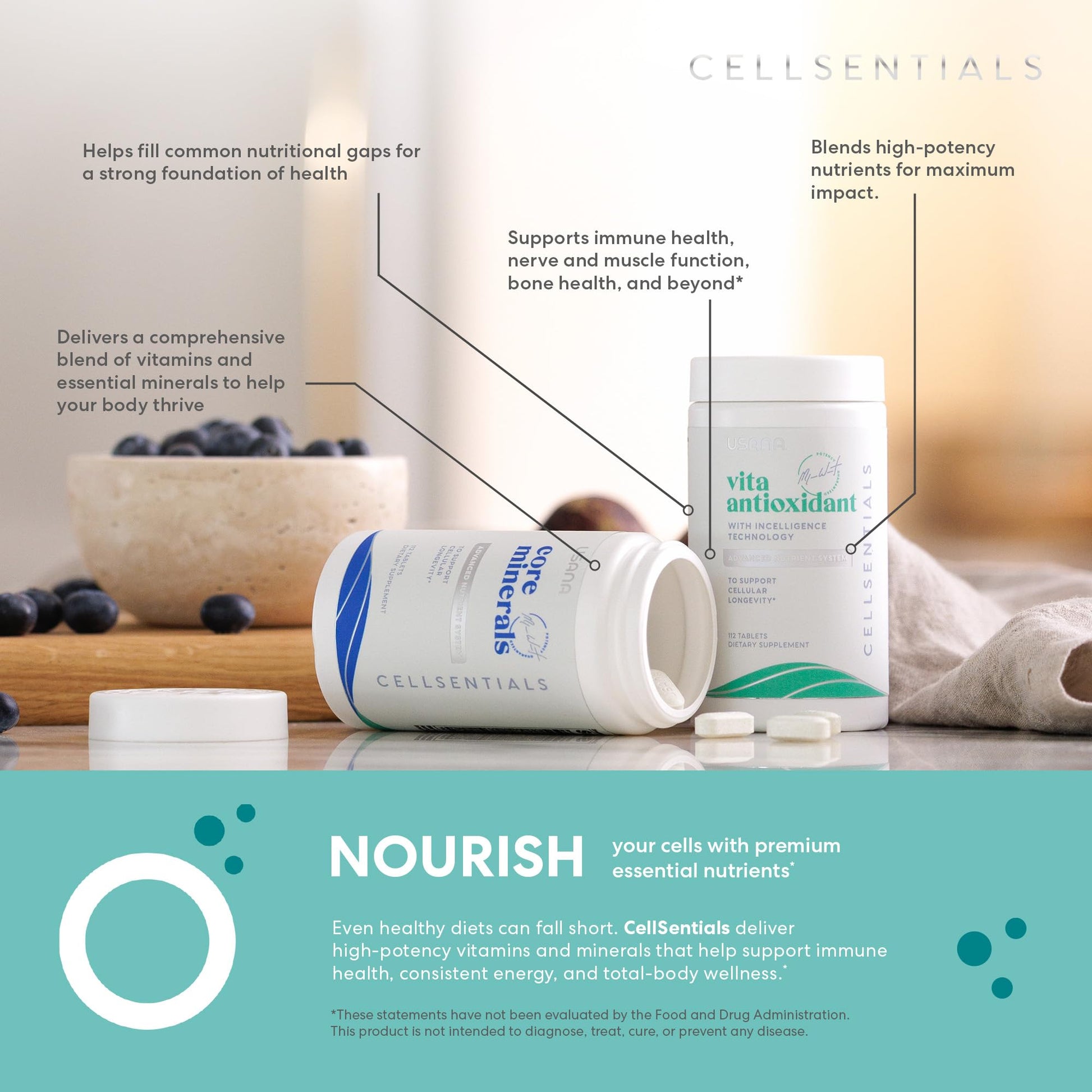 USANA CellSentials - Core Minerals and Vita Antioxidant with InCelligence Technology to Support Total Body Health* - 112 Tablets Per Bottle - 28 Day Supply USANA uk supplements