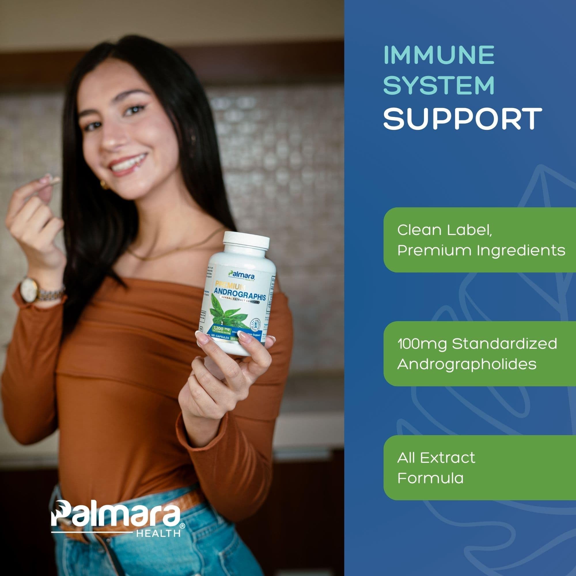 Palmara Health Premium Andrographis Paniculata Extract 1,200mg with 100mg Andrographolides Vegan Capsules for Immune & Digestive Support, Non-GMO, Gluten Free, Herbal Dietary Supplement Palmara Health uk supplements