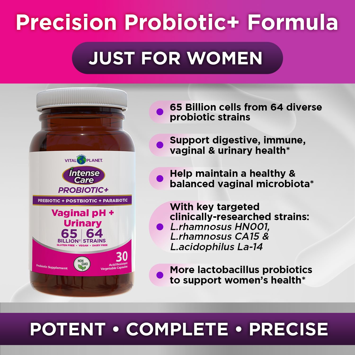 Vital Planet - Intense Care Vaginal pH & Urinary Probiotics, Prebiotics, Postbiotics, Parabiotics, 4-in-1 Refrigerated Supplement for Adults, 65 Billion CFU, 64 Strains, Digestive and Immune, 30 ct Vital Planet uk supplements