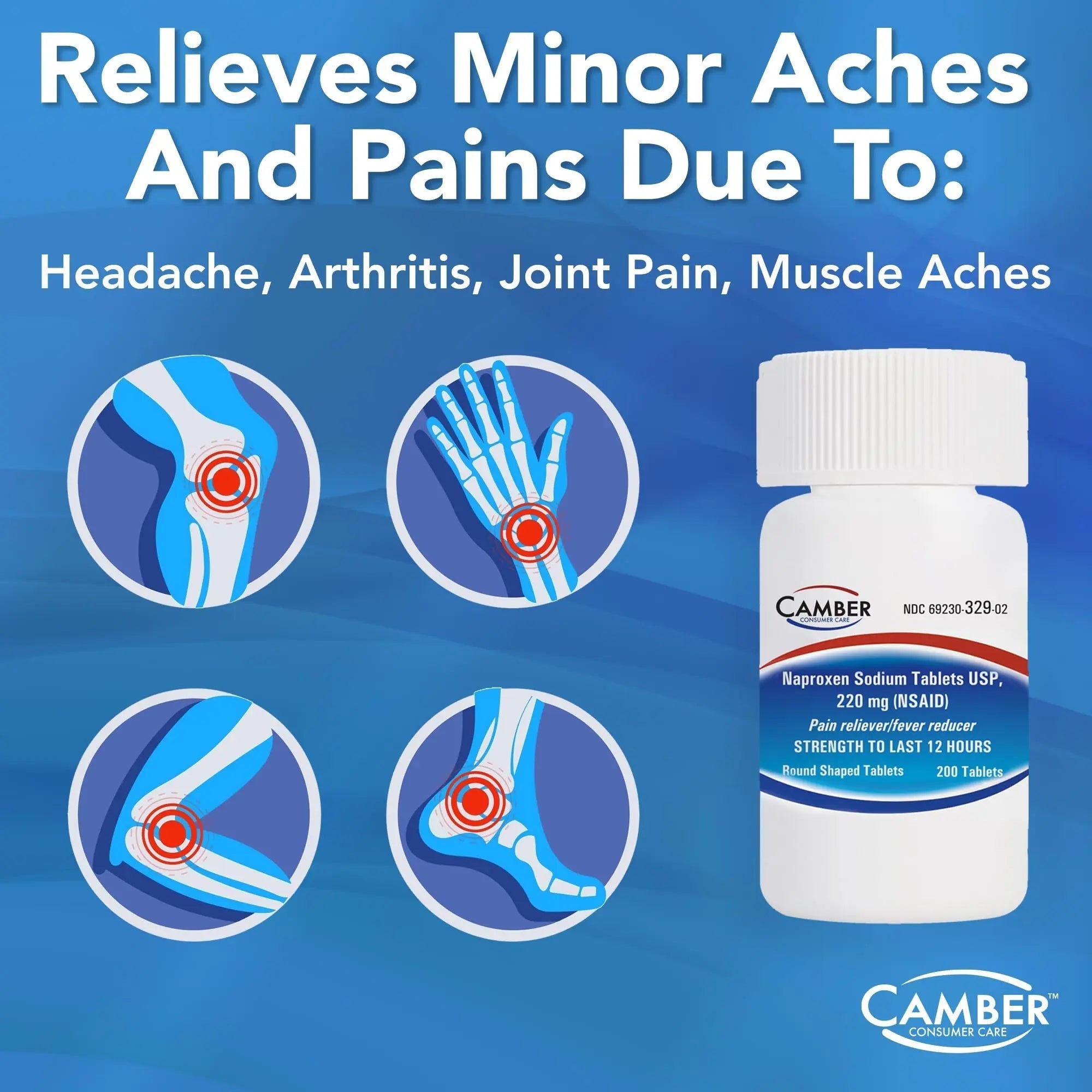 Camber Naproxen Sodium, 220 mg - Pain Reliever and Fever Reducer (500 Count) CAMBER PHARMACEUTICALS, INC uk supplements