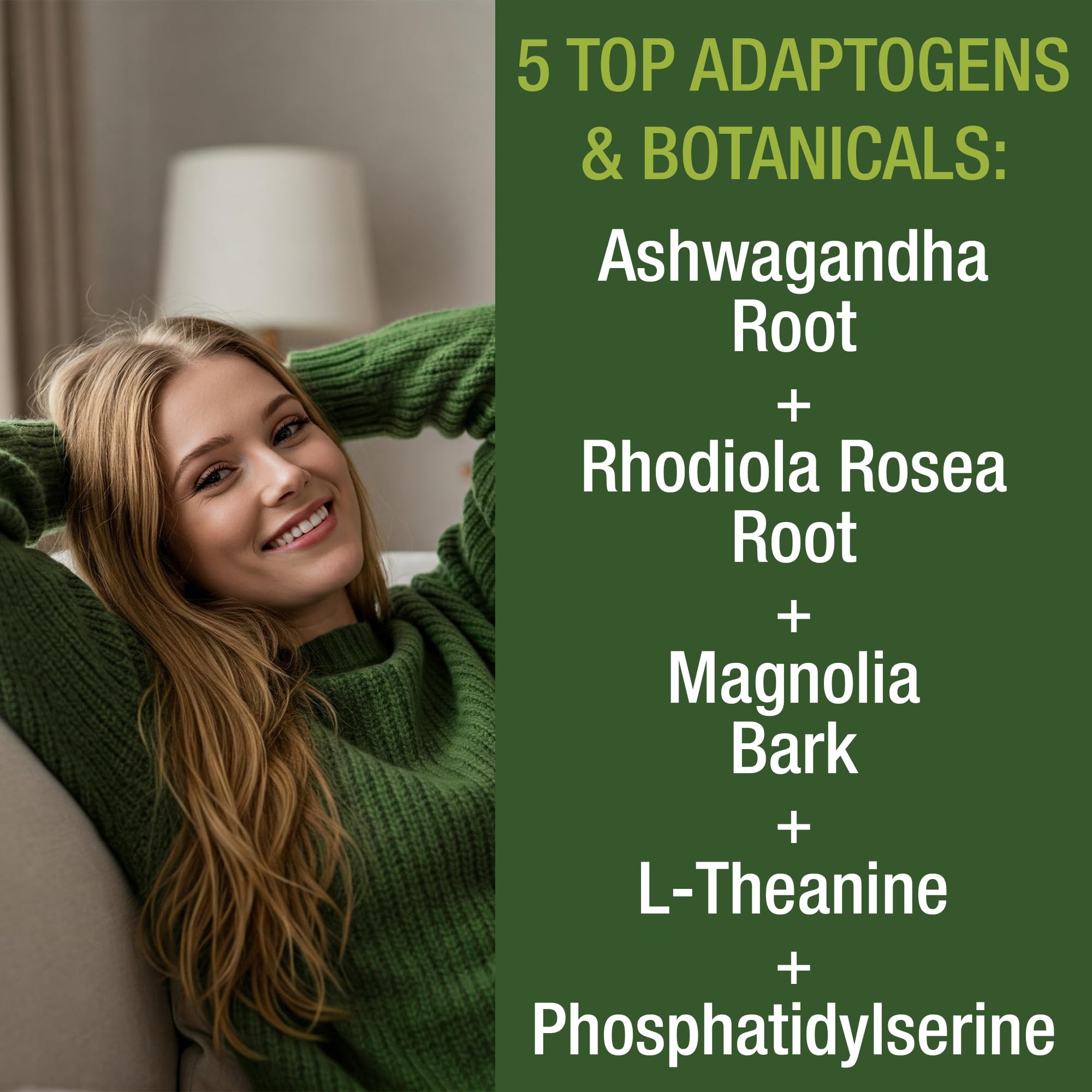 5-in-1 Cortisol Supplement for Women & Men. Lower High Cortisol with Ashwagandha, Rhodiola Rosea, L-Theanine, Phosphatidylserine, Magnolia Bark. Calm Relaxation, Balanced Energy, Vegan Supplements Peak Performance uk supplements