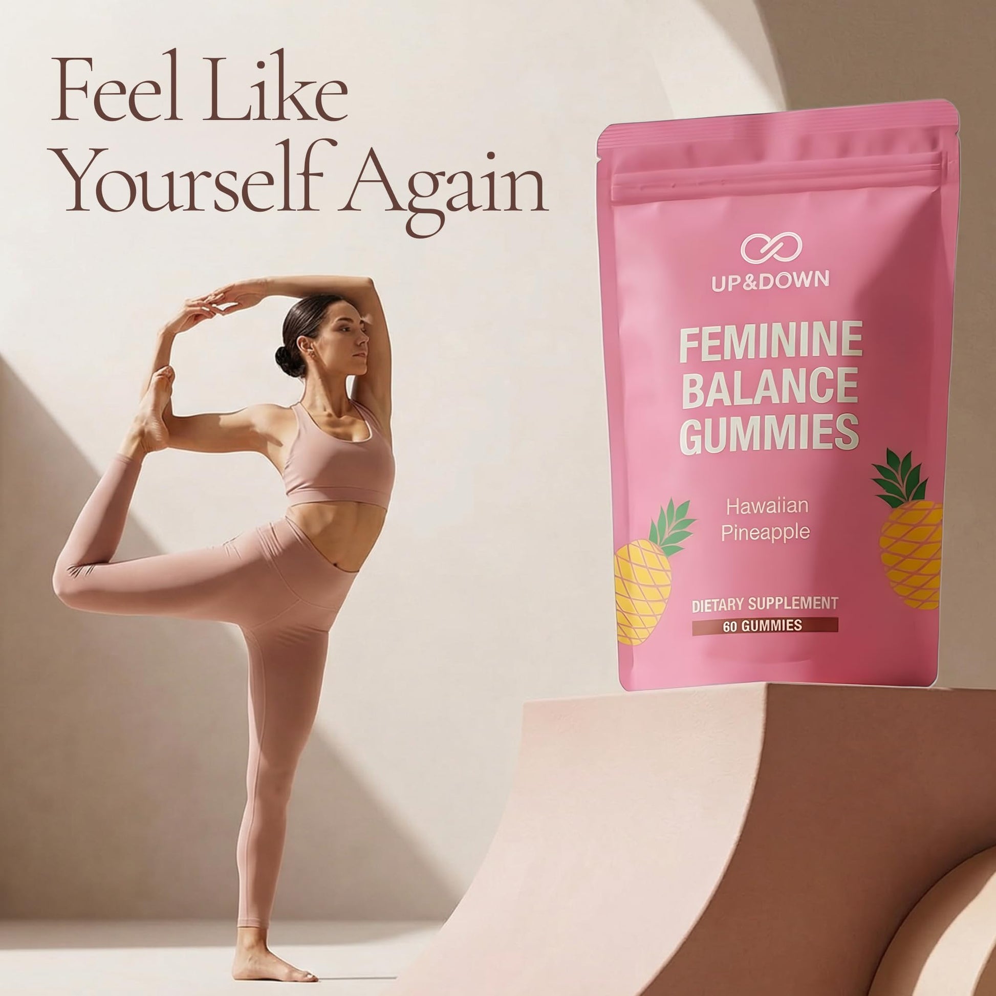 Up&Down Supplements Premium Feminine Balance Gummies for Women | PMS Relief, Mood & Cycle Support | Pineapple + Vitamin C | Ashwagandha & Chasteberry | Vegan, Non-GMO, Gluten Free | 60 Gummies Up&Down Supplements uk supplements