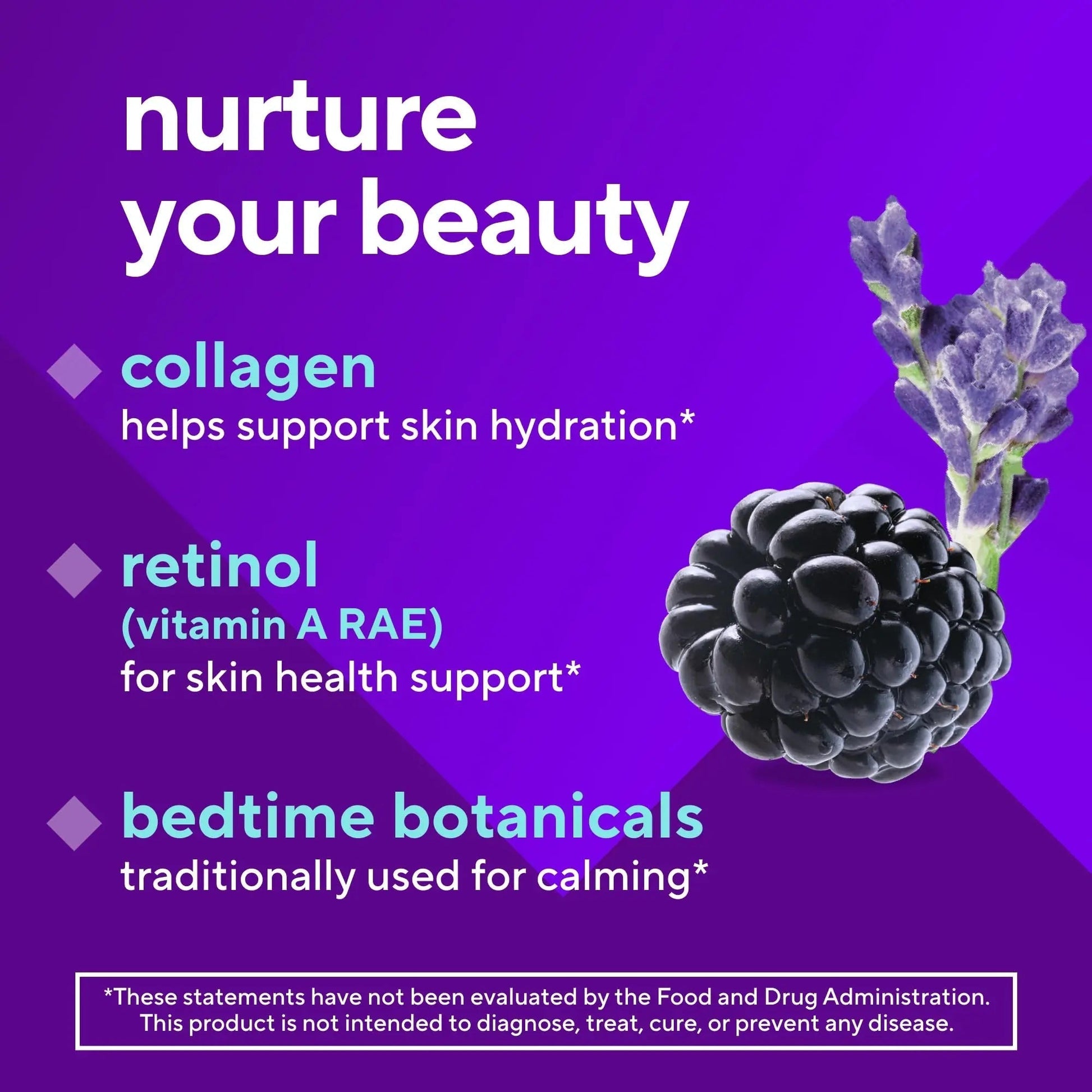 vitafusion Nighttime Skin Support (1), Beauty Supplement with Retinol (Vitamin A RAE), Collagen & Bedtime Botanicals Vitafusion uk supplements