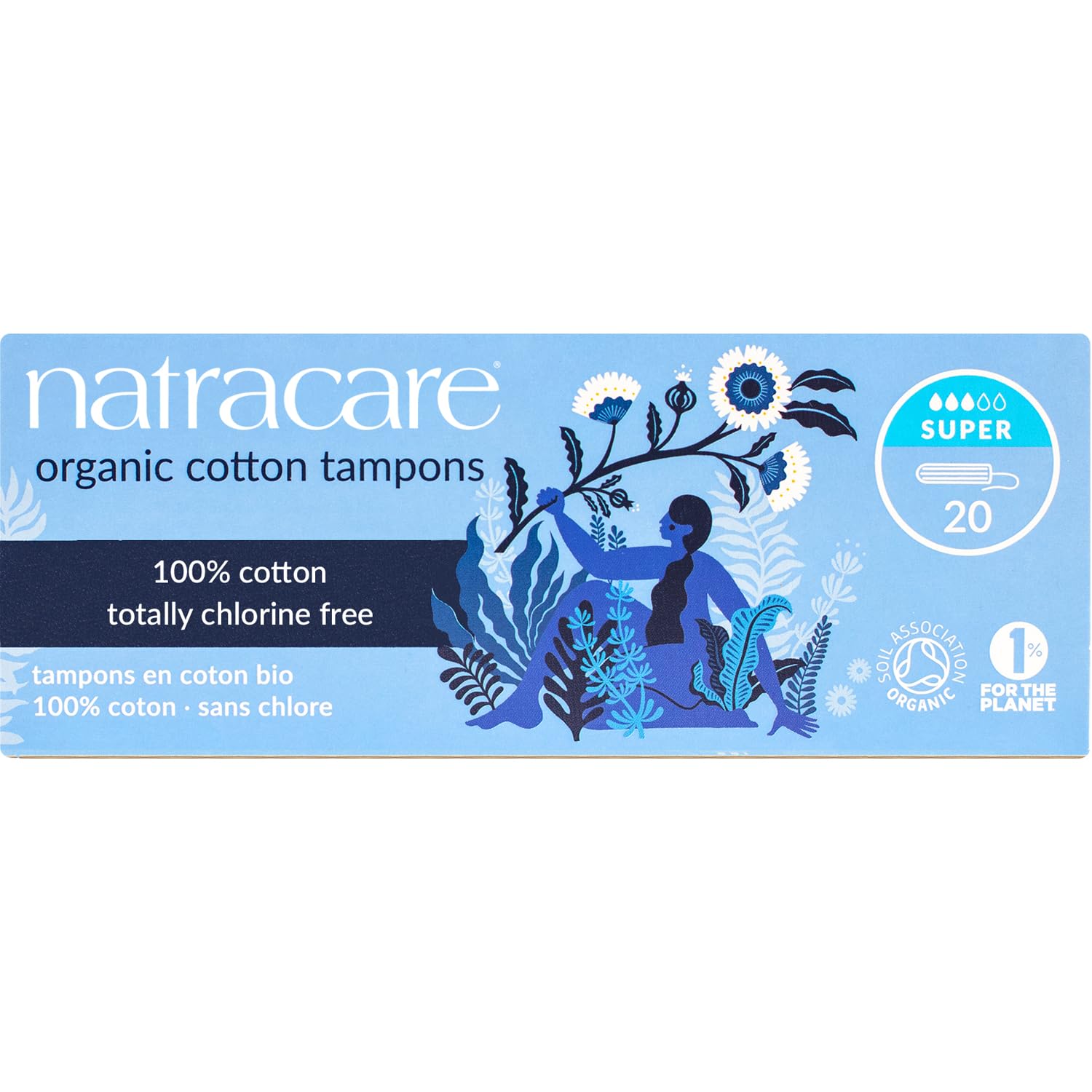 Natracare 2000 Organic All Cotton Non-Applicator Tampons 20 Count NATRACARE uk supplements