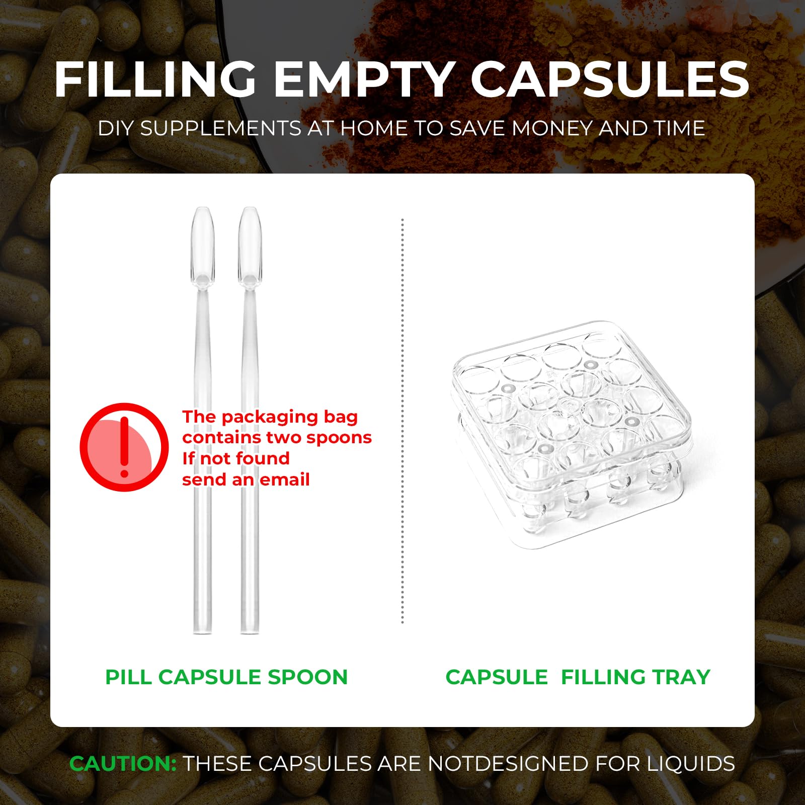 Angtai JN Vegan Empty Pill Capsules Size 2 Plant Based Clear (100 Count) Gluten Free, Non-GMO, Halal Certified Caps Filling Kit with 2 Spoons for Vegetarian DIY Your Own Supplements Angtai JN uk supplements