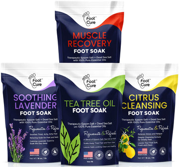 Foot Soak with Epsom Salts- Variety Pack of 4- Tea Tree Oil, Muscle Relief, Calming FOOT CURE uk supplements
