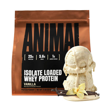 Animal Whey Isolate Protein Powder - Loaded for Pre & Post Workout Muscle Builder and Recovery with Digestive Enzymes for Men & Women - 25g Protein, Great Taste, Low Sugar - Vanilla 2 lbs Animal uk supplements