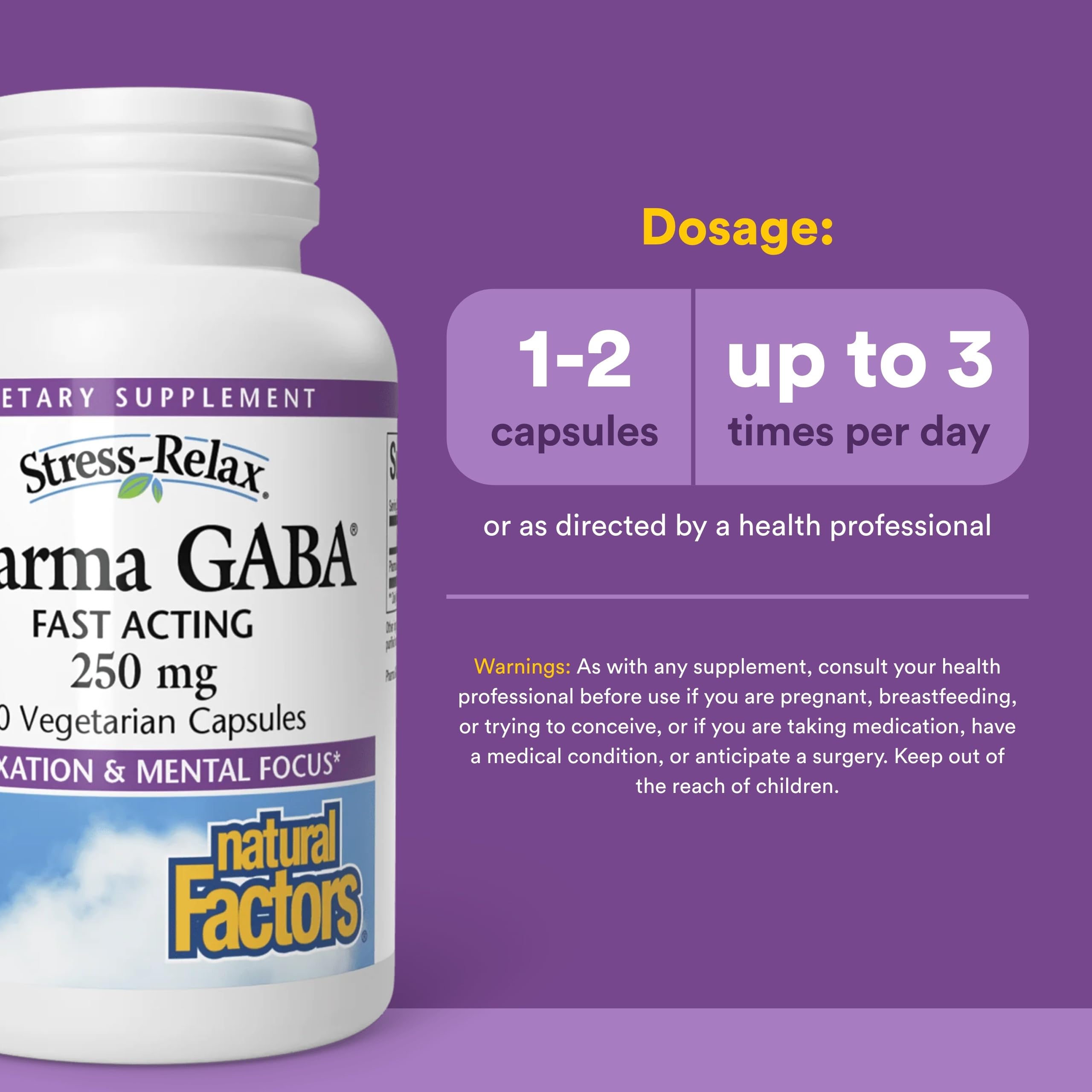 Natural Factors Pharma GABA - Dietary Supplement Supports Calm Sleep & Sleep Quality - Natural, Fast-Working Supplement Aids Focus & Brain Health - 60 Chewable Tablets (60 Servings) Natural Factors uk supplements