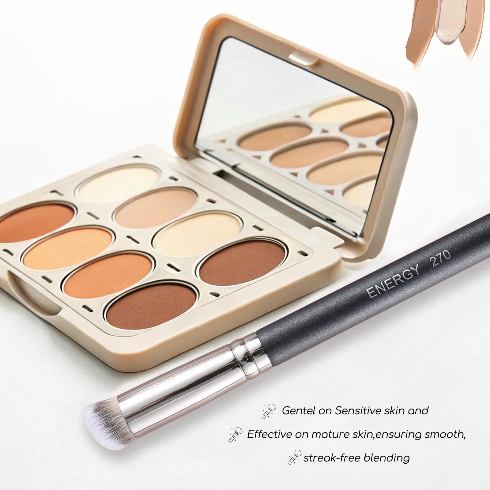 ENERGY Concealer Brush Under Eye Mini Angled Flat Top Kabuki Nose Contour Brush for Concealing Blending Setting Buffing with Powder Liquid Cream Cosmetic Pro Small Makeup Foundation brushes 270 ENERGY uk supplements