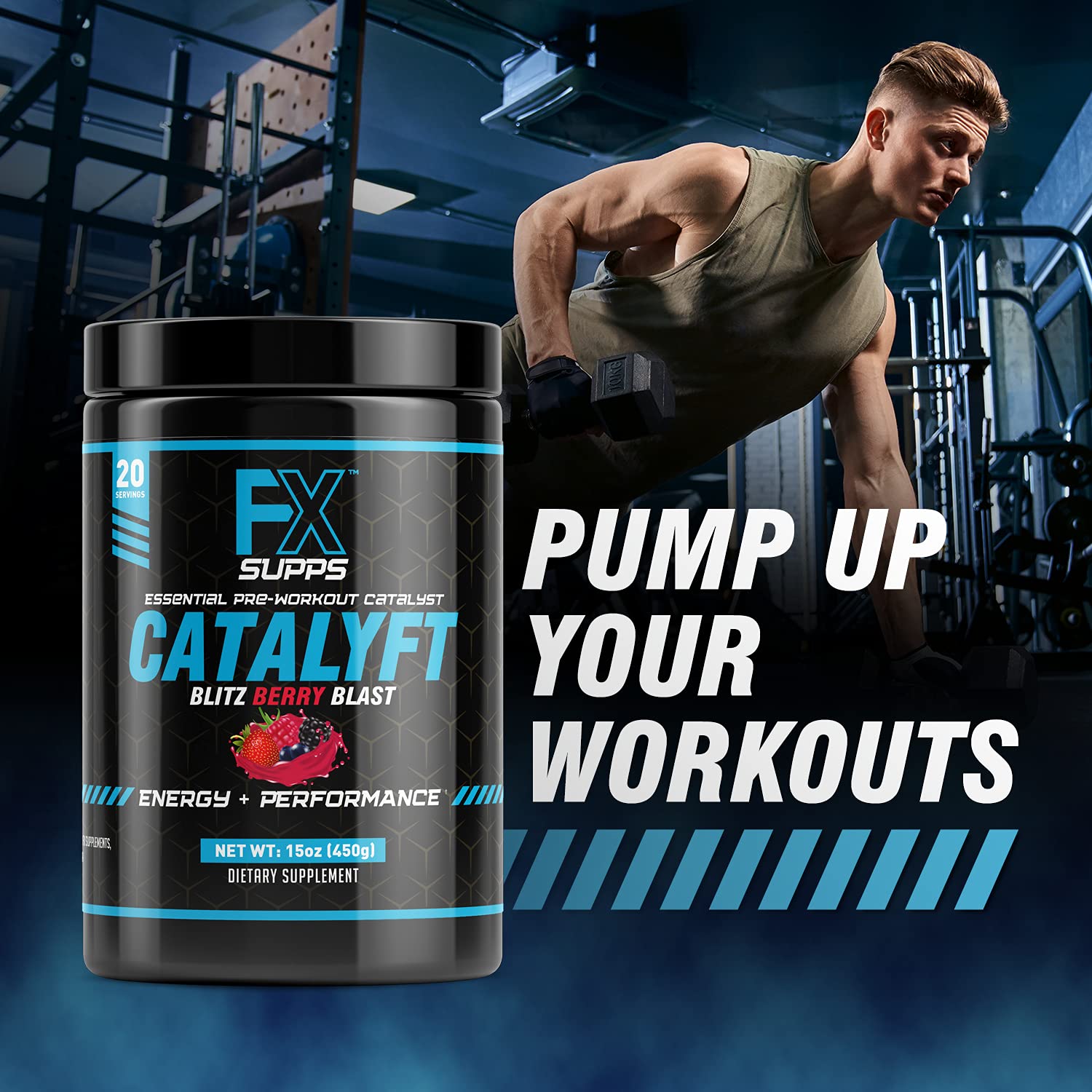 FX Supps Catalyft Pre-Workout PowderDrink for Men and Women Blitz Berry Blast Dietary FXSUPPS uk supplements