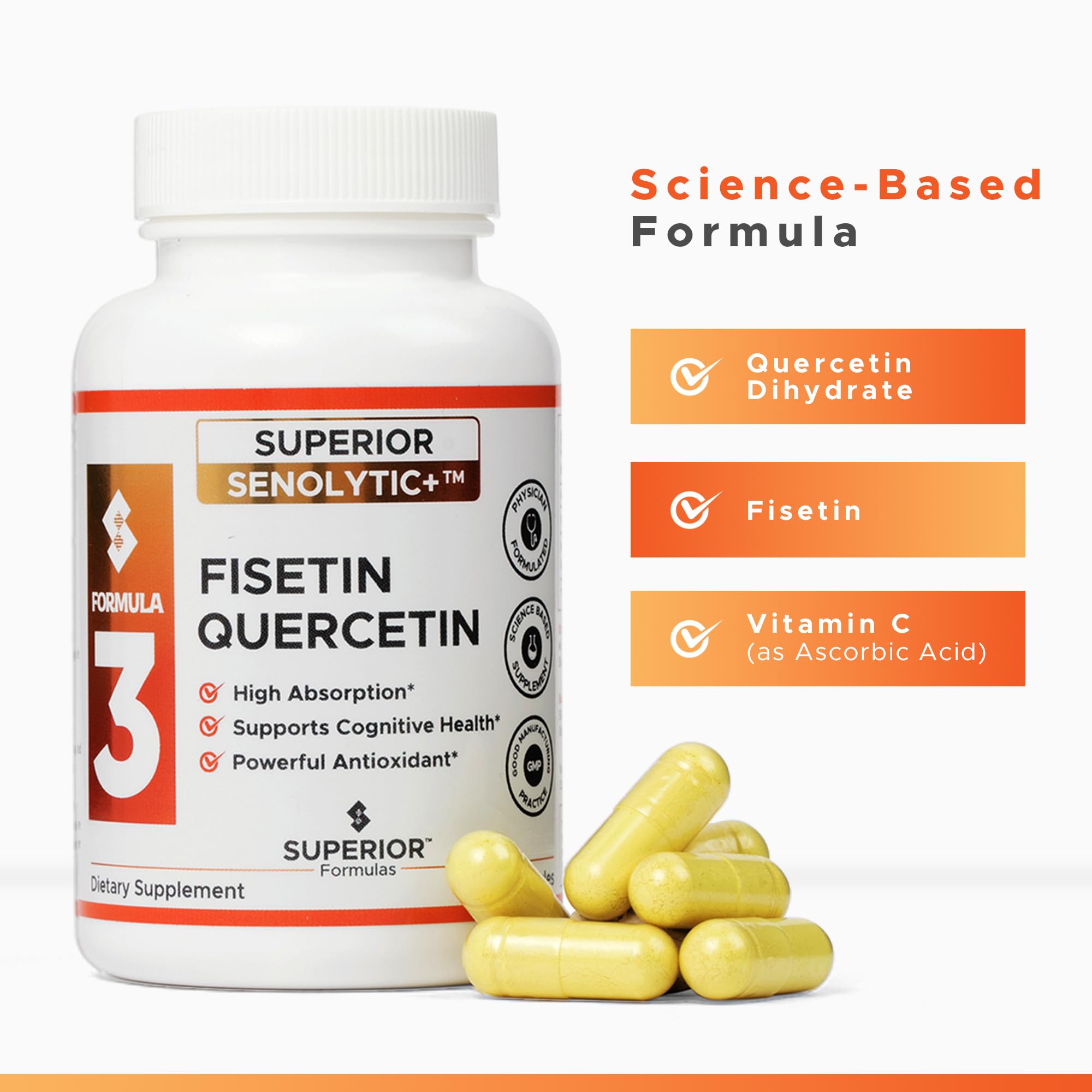 Superior Formulas | Superior SENOLYTIC+ | Fisetin-Quercetin Complex | Physician-Formulated and Science-Based Supplement for Adults 18+ | Promotes Cellular Repair | Boosts Longevity & Healthspan Superior Formulas LLC uk supplements