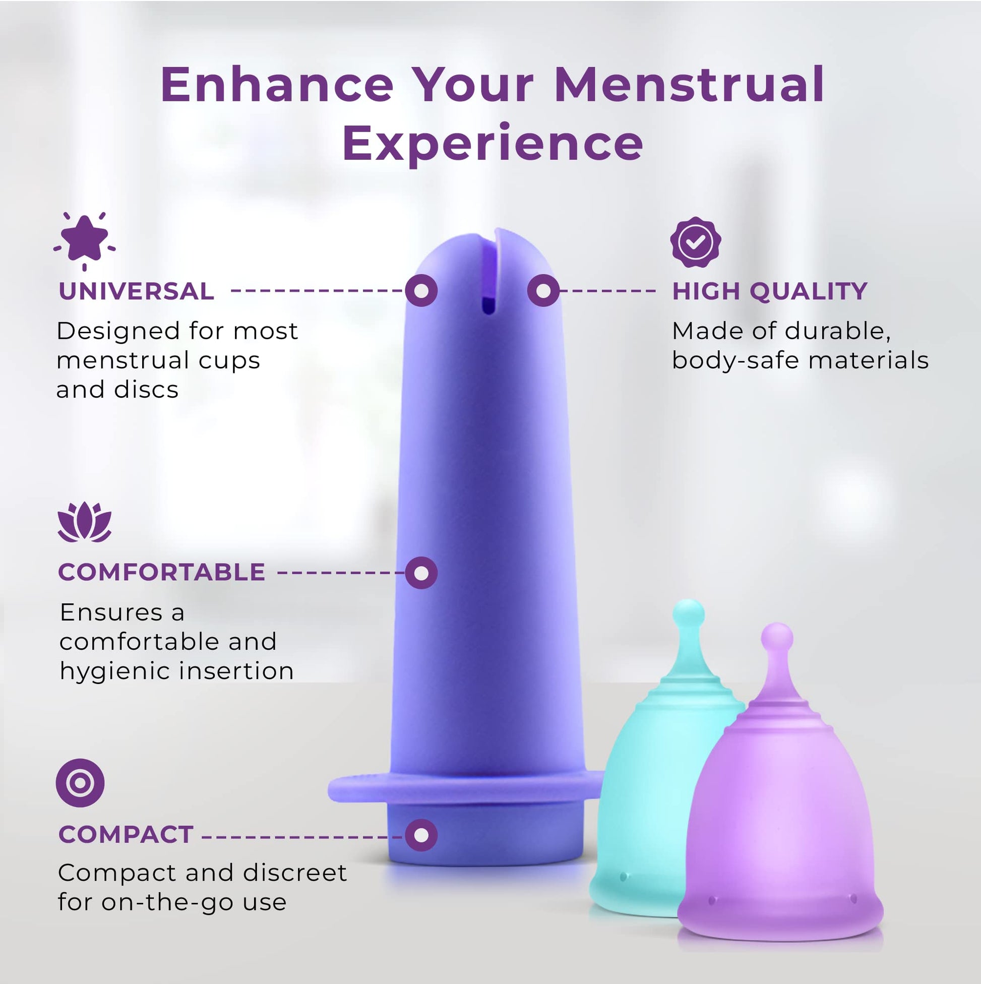 Ecoblossom Menstrual Cup Applicator Tool - Comfortable & Easy Insertion - Compatible EcoBlossom uk supplements