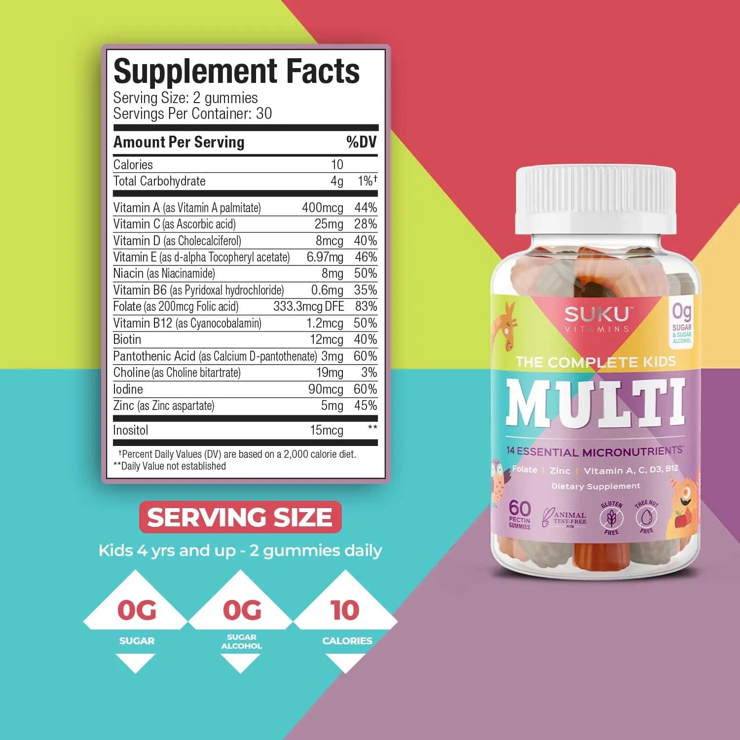 SUKU The Complete Kids Multivitamin Gummies – Vitamins A, C, D, E, B6, B12, Folate & Zinc – Immune Support SUKU uk supplements