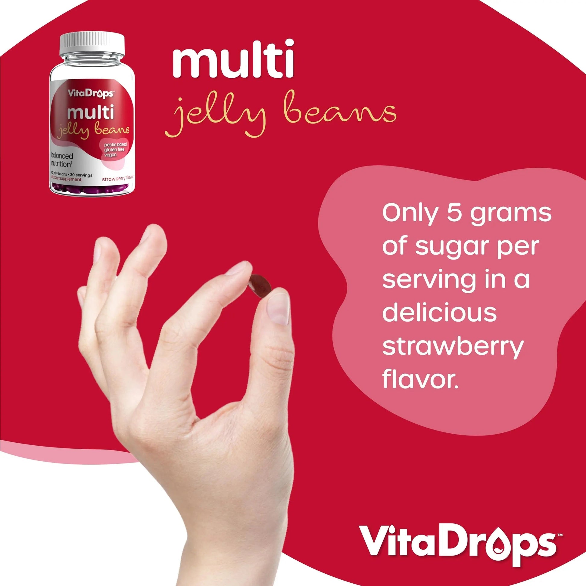 VitaDrops Multivitamin Jelly Beans, Women & Men, Source of Vitamin A C D E B-3 B-6 & Biotin, Supports Immune System, Pectin Based VitaDrops uk supplements