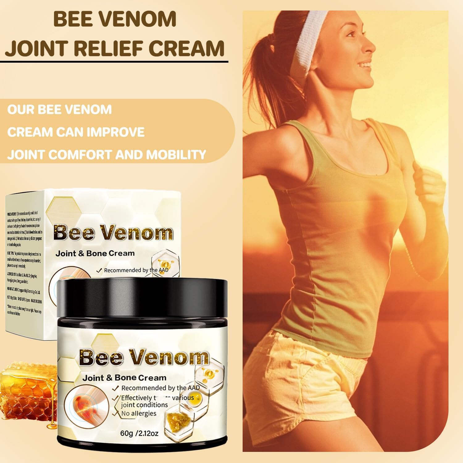 ArthroEase Bee Venom Arthritis Cream, Joint & Muscle Soothing Bee Venom Cream, Professional Bee Venom Joint Cream, Bee Venom Joint Gel - Specially for for Back, Neck, Hands, Knee (2 Bottle) Lmoy uk supplements
