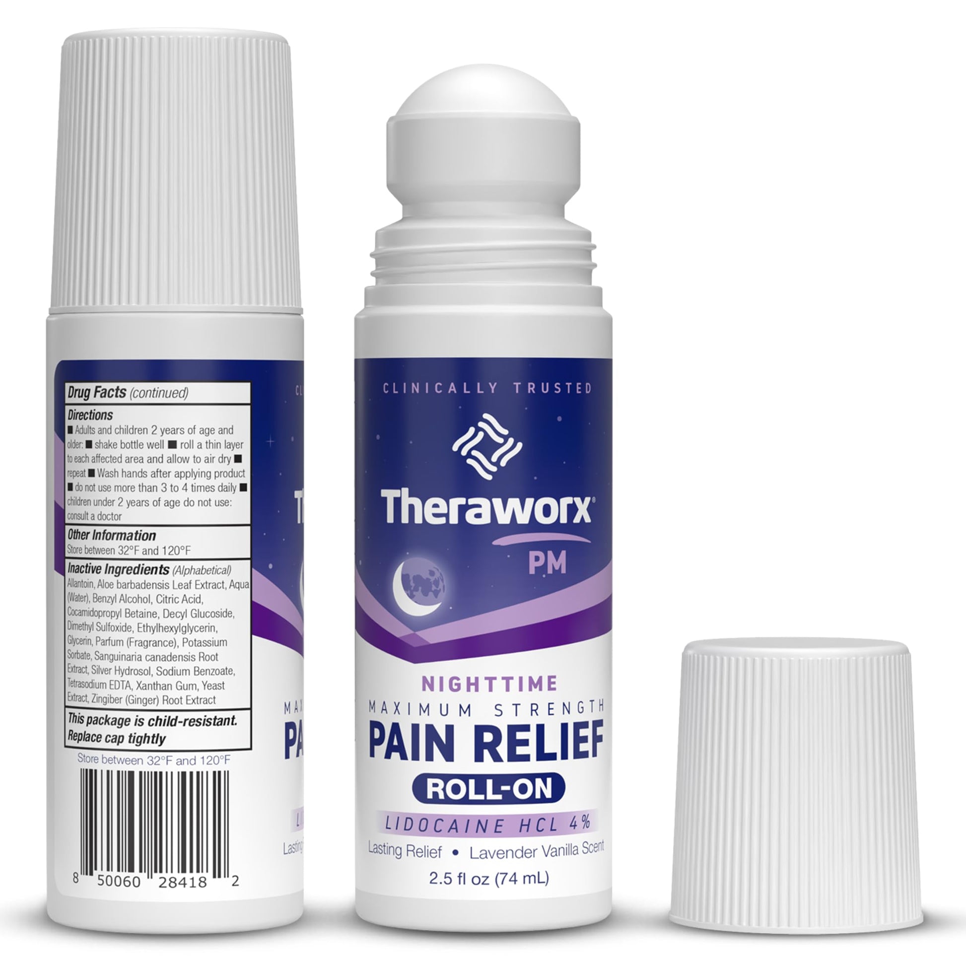 Theraworx Nighttime Maximum Strength Pain Relief Roll-on with Lidocaine – 2.5 oz - 2 Count Theraworx uk supplements