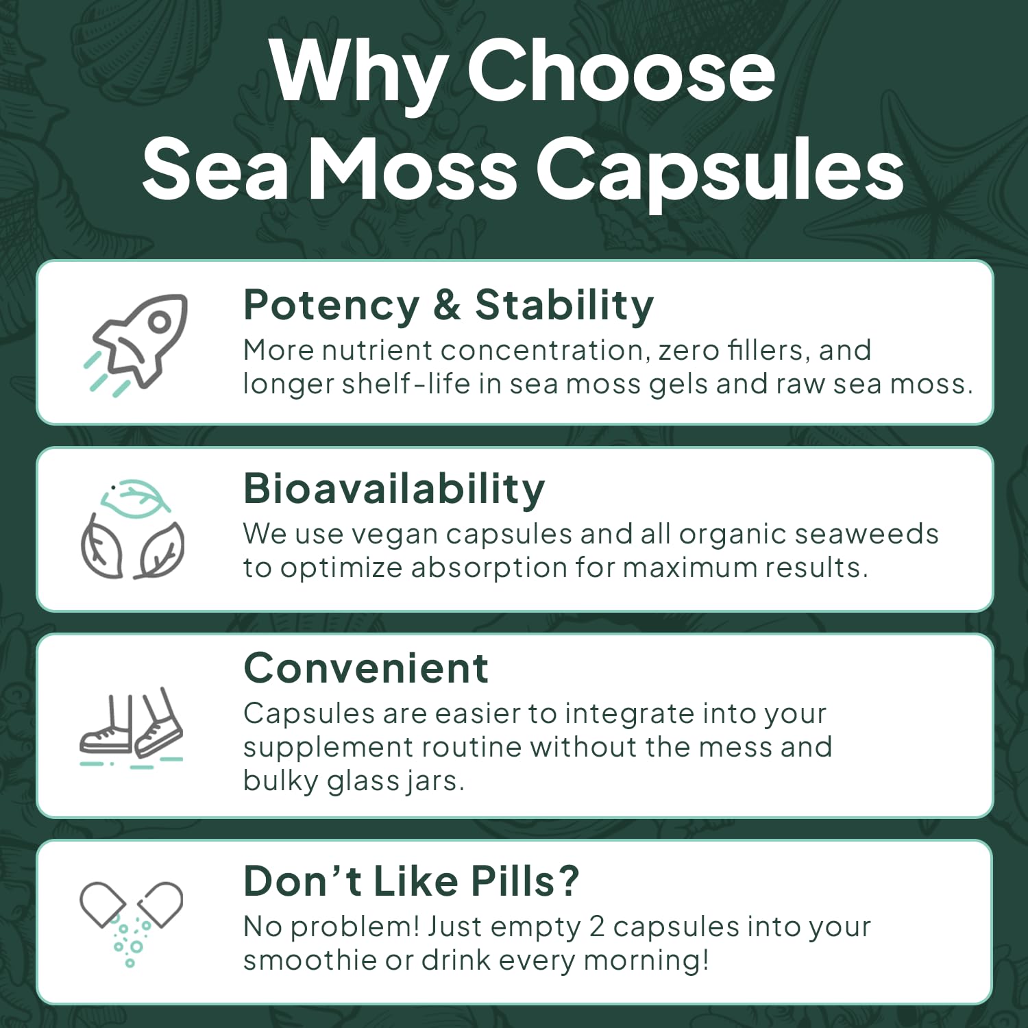Organics Ocean Wild Sea Moss Capsules - 100% Organic Irish Sea Moss with Organic Chlorella, Bladderwrack and Vitamin D for Energy, Lung Health and Thyroid Support for Women and Men - 60 Capsules Organics Ocean uk supplements