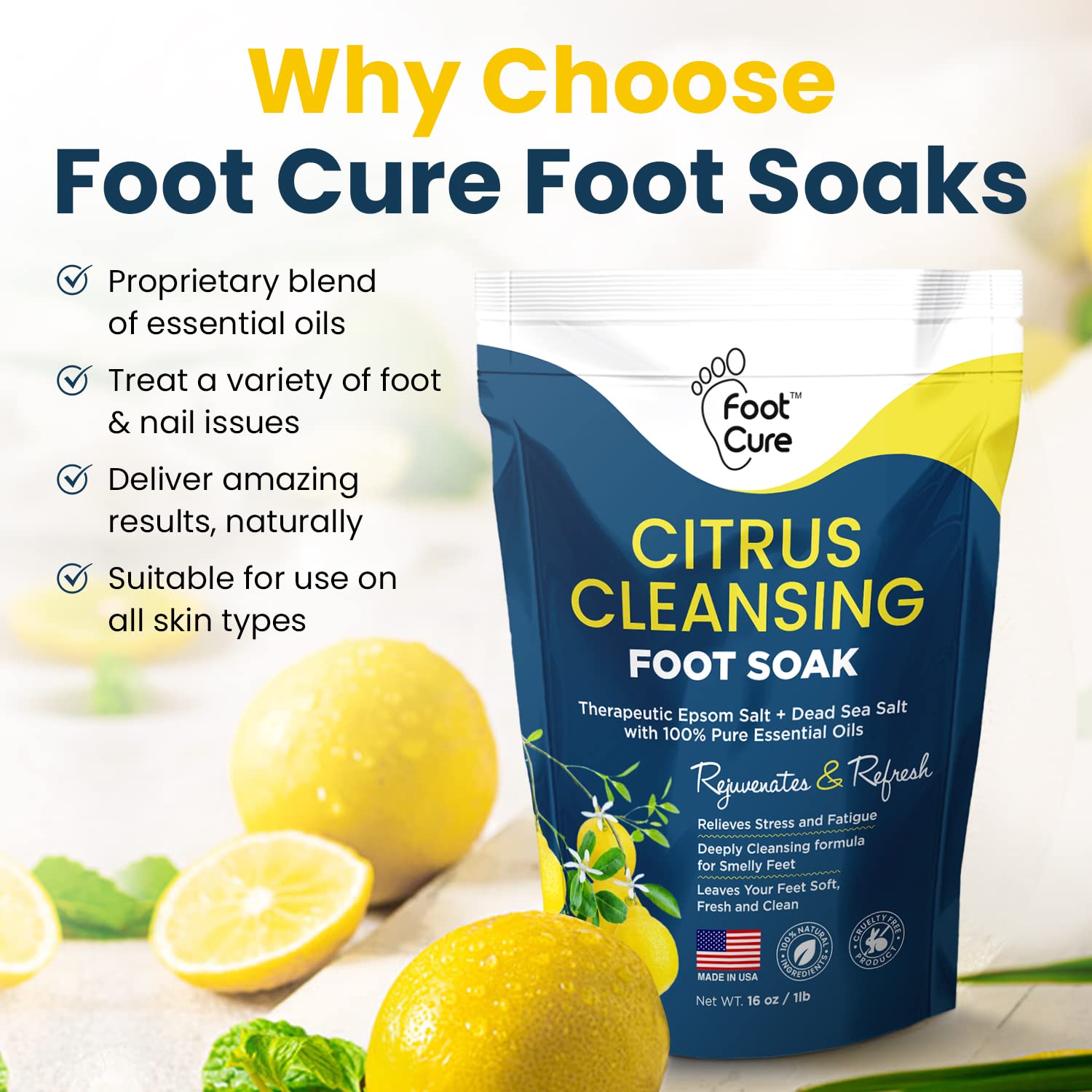 Citrus Detox Foot Soak With Epsom Salts - for Foot Callus, Immune Boost, Damaged Toenail FOOT CURE uk supplements