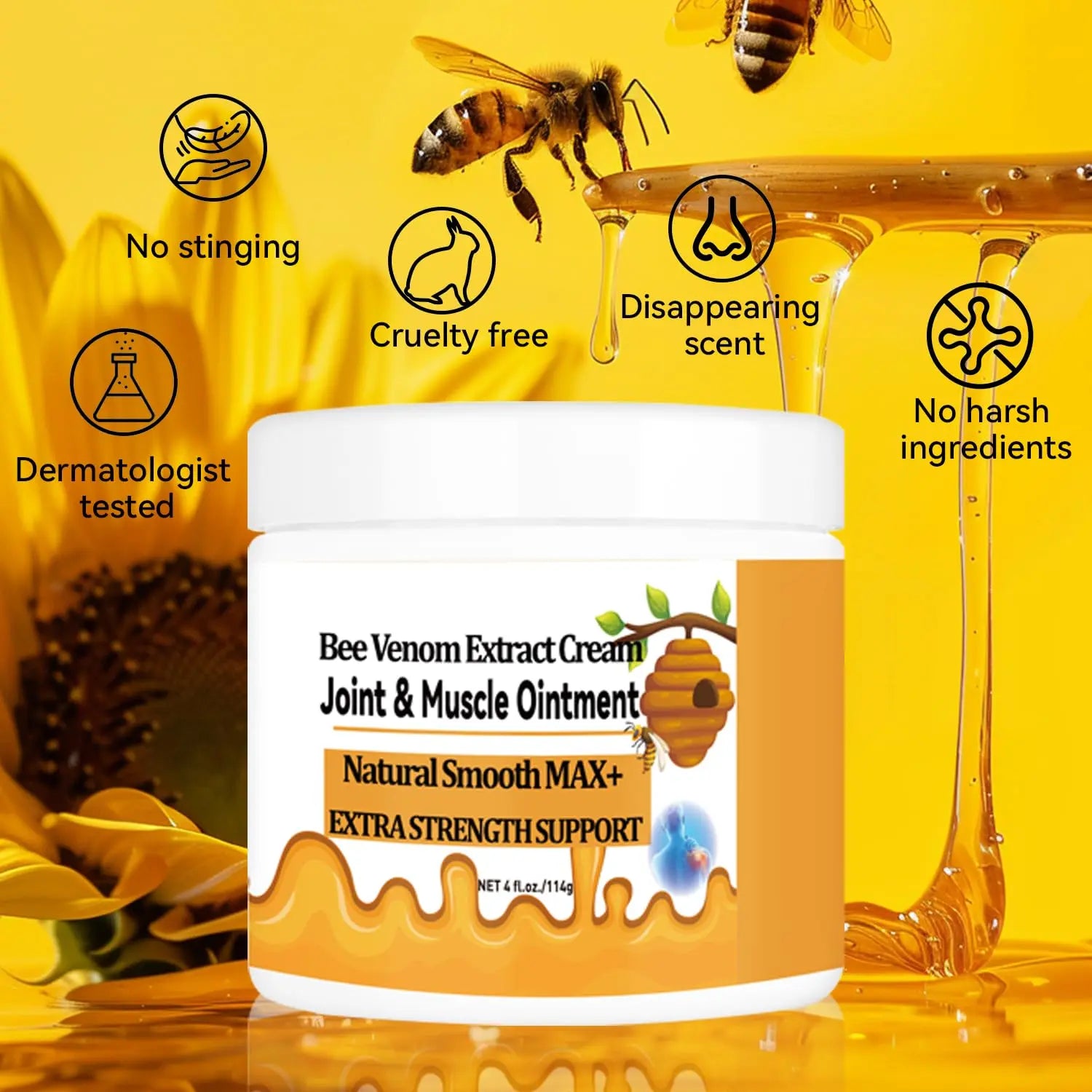 WONDROUSZ Bee Venom Joint Cream, Extra Strength Muscle & Bone Soothing Ointment, for Shoulder, Back, Neck, Hands, Feet, Leg, Knees, Ankle, Arthritis, Meniscus, for Adults, Seniors WONDROUSZ uk supplements