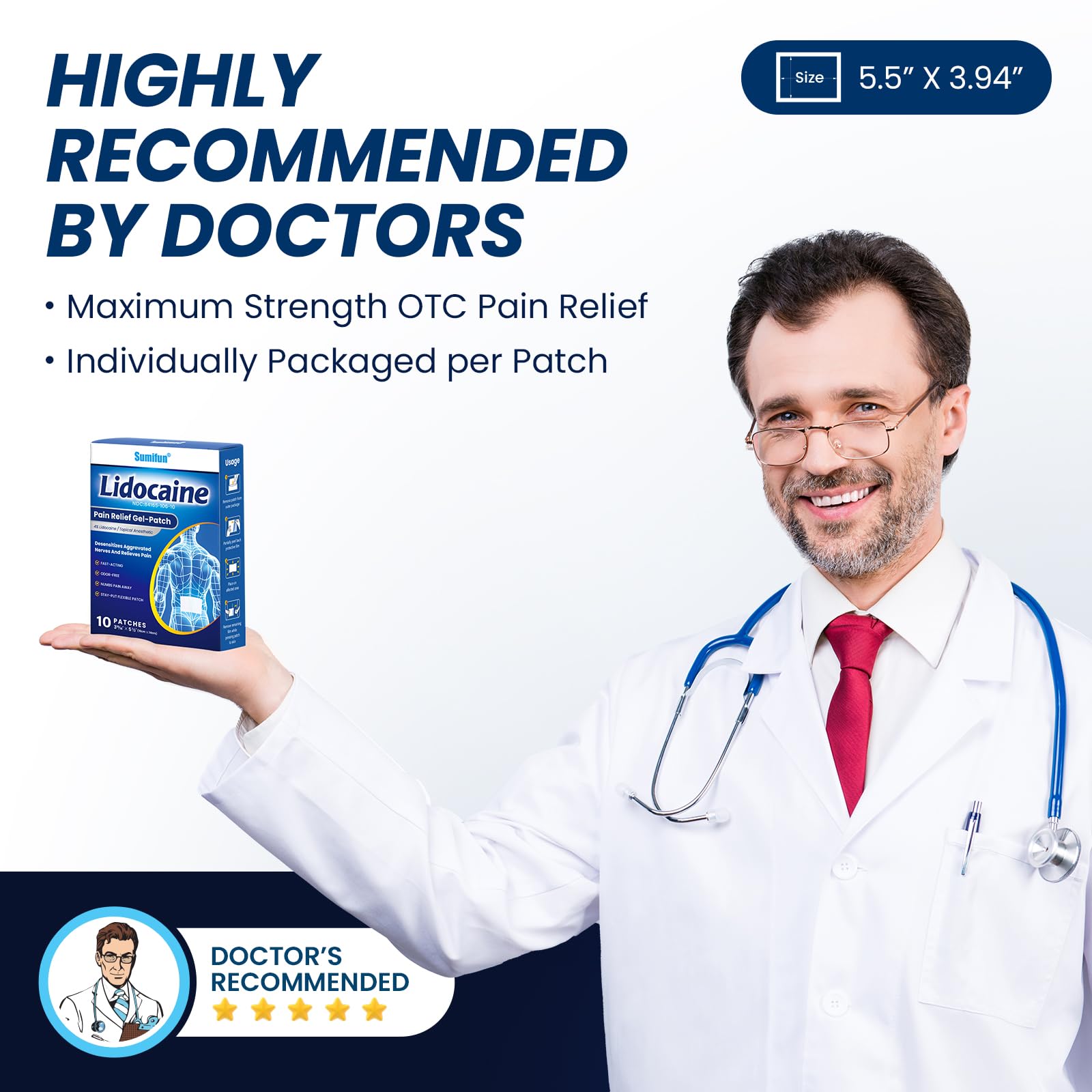 Sumifun 4% Lidocaine Pain Patches - Maximum OTC Strength Pain Relief for Lower Back Pain, Neck Sore, Joint Pain - Fast Acting & Long Lasting 8 Hours, 10 Counts Sumifun uk supplements