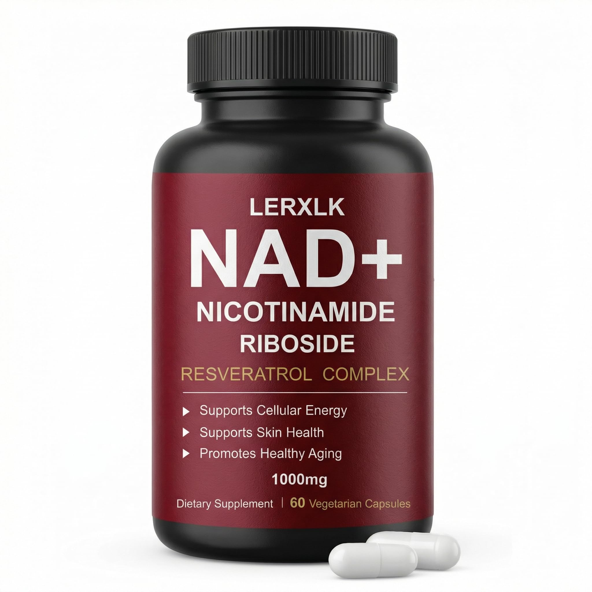 LERXLK NAD+ Supplement 1000mg – Liposomal Nicotinamide Riboside with Resveratrol, Advanced Cellular Energy & Healthy Aging Support, 60 Vegetarian Capsules LERXLK uk supplements