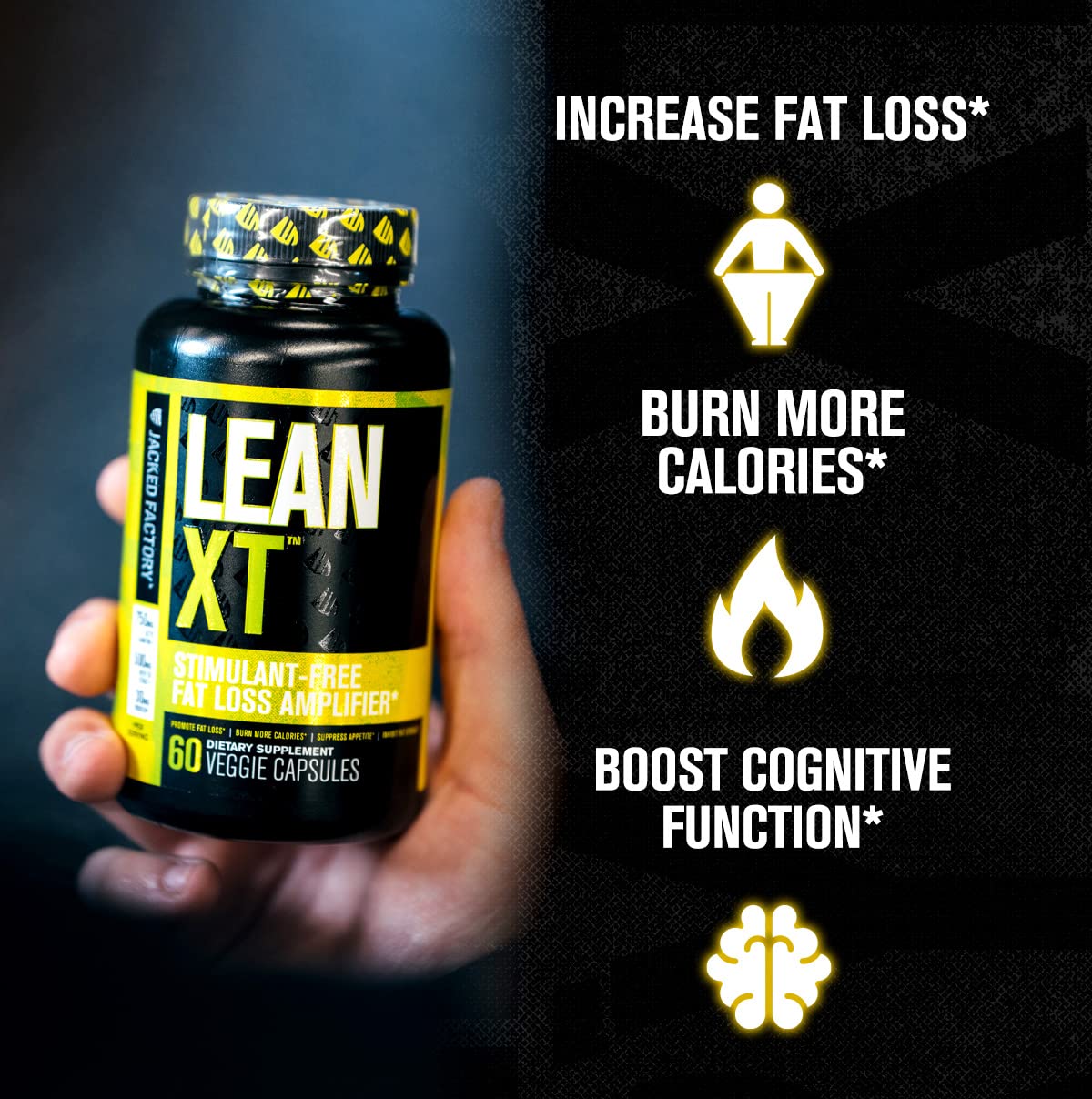 Lean-XT Caffeine Free Fat Burner - Non Stim Weight Loss Supplement, Appetite Suppressant Jacked Factory uk supplements