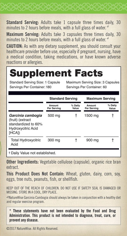 Naturewise Garcinia Cambogia (2 Month Supply) Pure Garcinia Cambogia NatureWise uk supplements