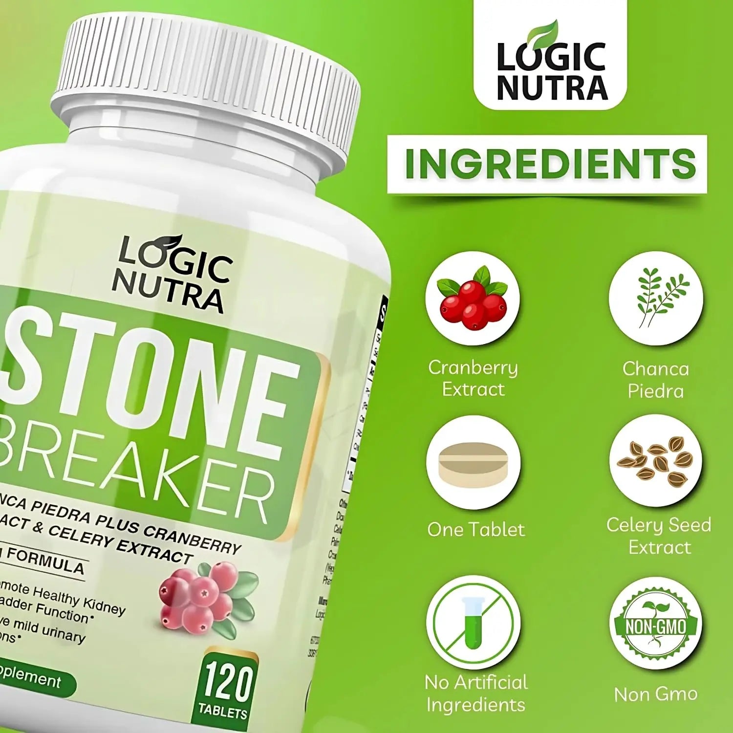 Logic Nutra Chanca Piedra Kidney Stone Breaker 120 Tablets 800 mg - Maximum Strength for Gallbladder & Urinary Cleanse with Phyllantus Niruri, Celery Seed Extract & Cranberry Extract Logic Nutra uk supplements