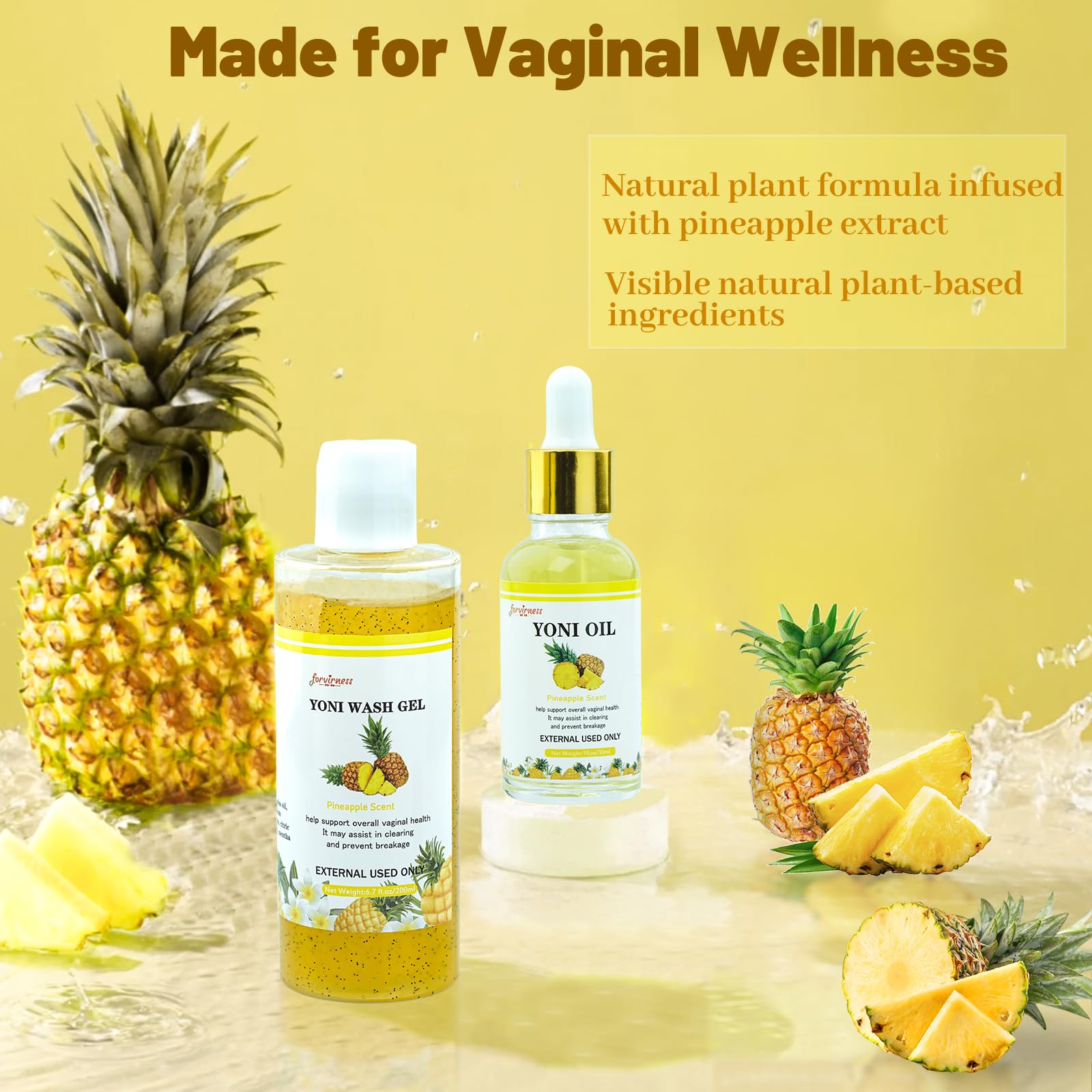 forvirness Natural Yoni Wash Yoni Oil Set, Cleanse - Remove Odor - ph Balance Feminine Wash forvirness uk supplements