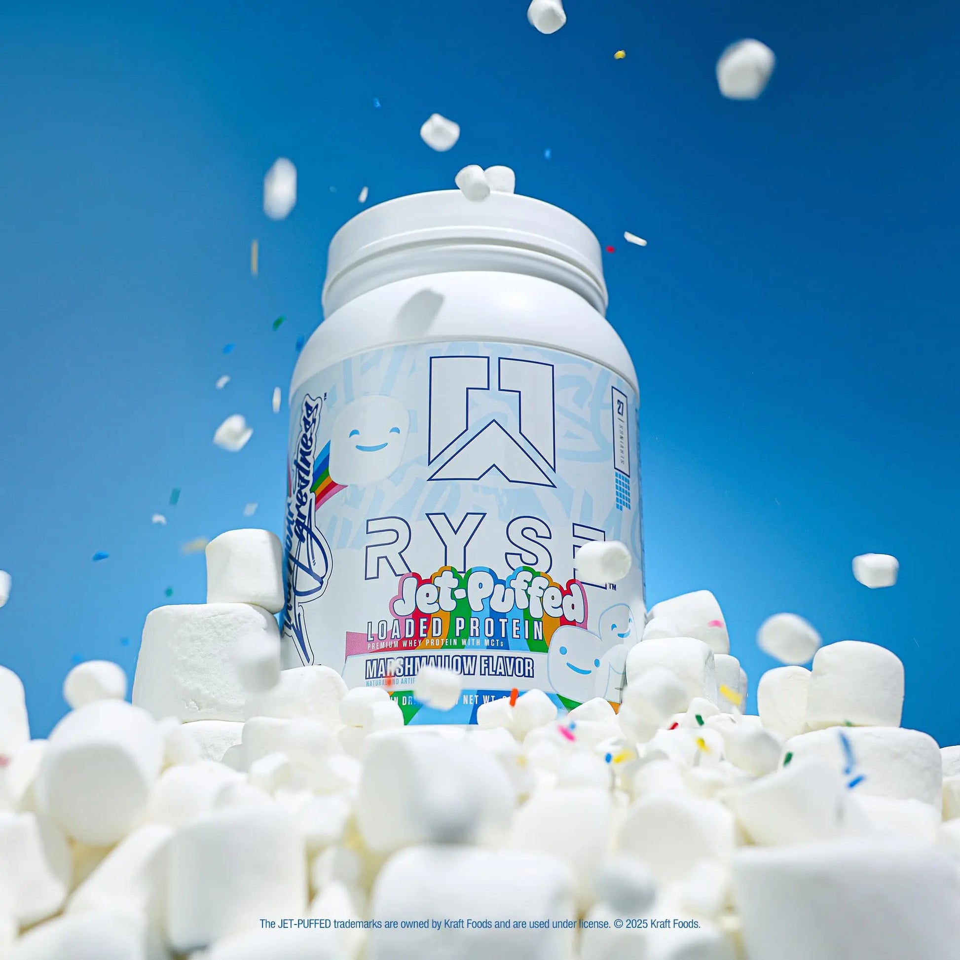 RYSE Loaded Protein Powder - Jet-Puffed Marshmallow - 25g Whey Protein Isolate & Concentrate with Prebiotic Fiber & MCTs - Low Carb, Low Sugar, Digestive-Friendly - 27 Servings / 2 lb Tub RYSE Up Supplements uk supplements