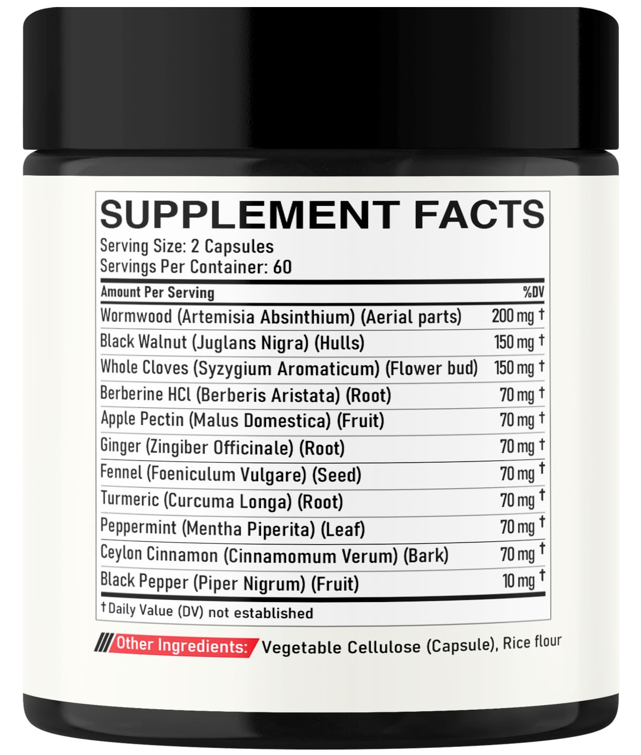 DEDICAD Wormwood Supplement - 120 Capsules Extracted from Black Walnut, Cloves, Turmeric, Apple, Berberine HCl & More - 11 Ingredients Combined for Immune System - 2-Month Supply DEDICAD uk supplements