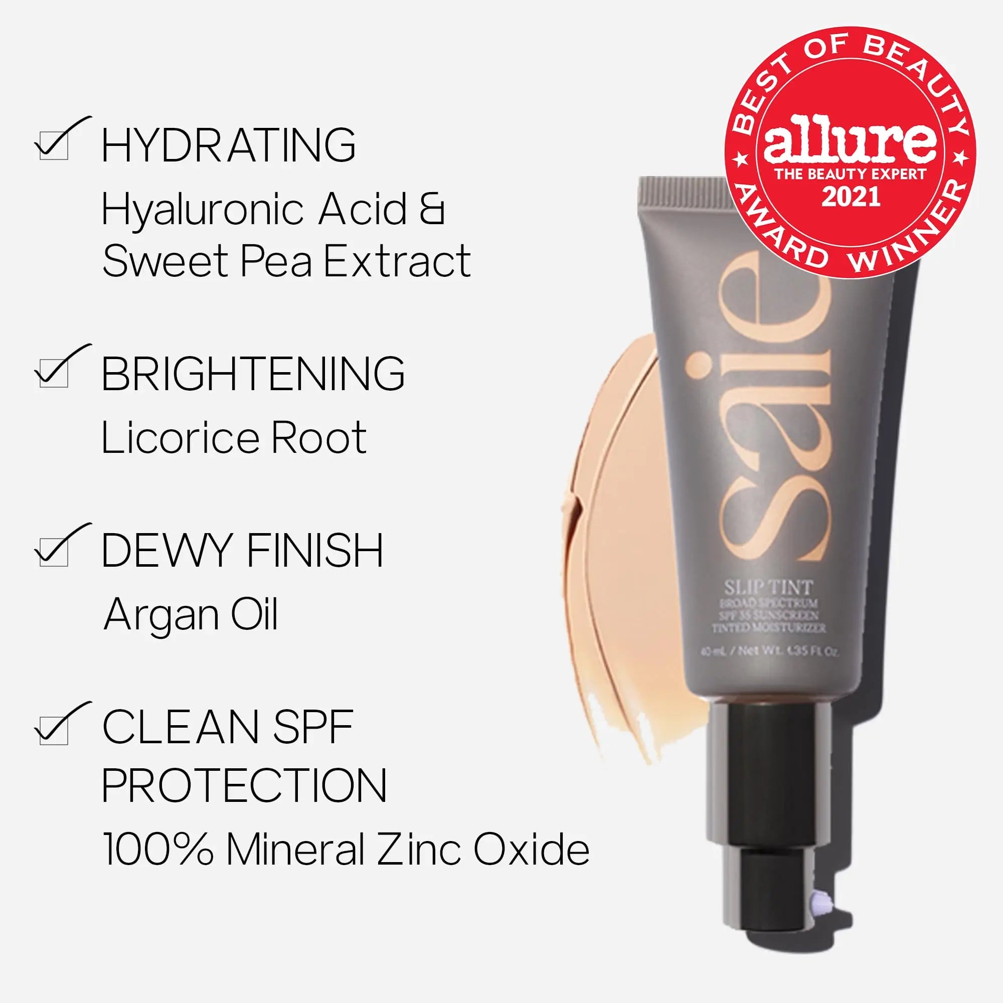 Saie Slip Tint Tinted Moisturizer with SPF 35 - Light Coverage, Glowy Skin Tint & Mineral Sunscreen for Face with Hydrating Hyaluronic Acid - Summer Makeup Essential - Shade Three (1.35 oz) Saie uk supplements