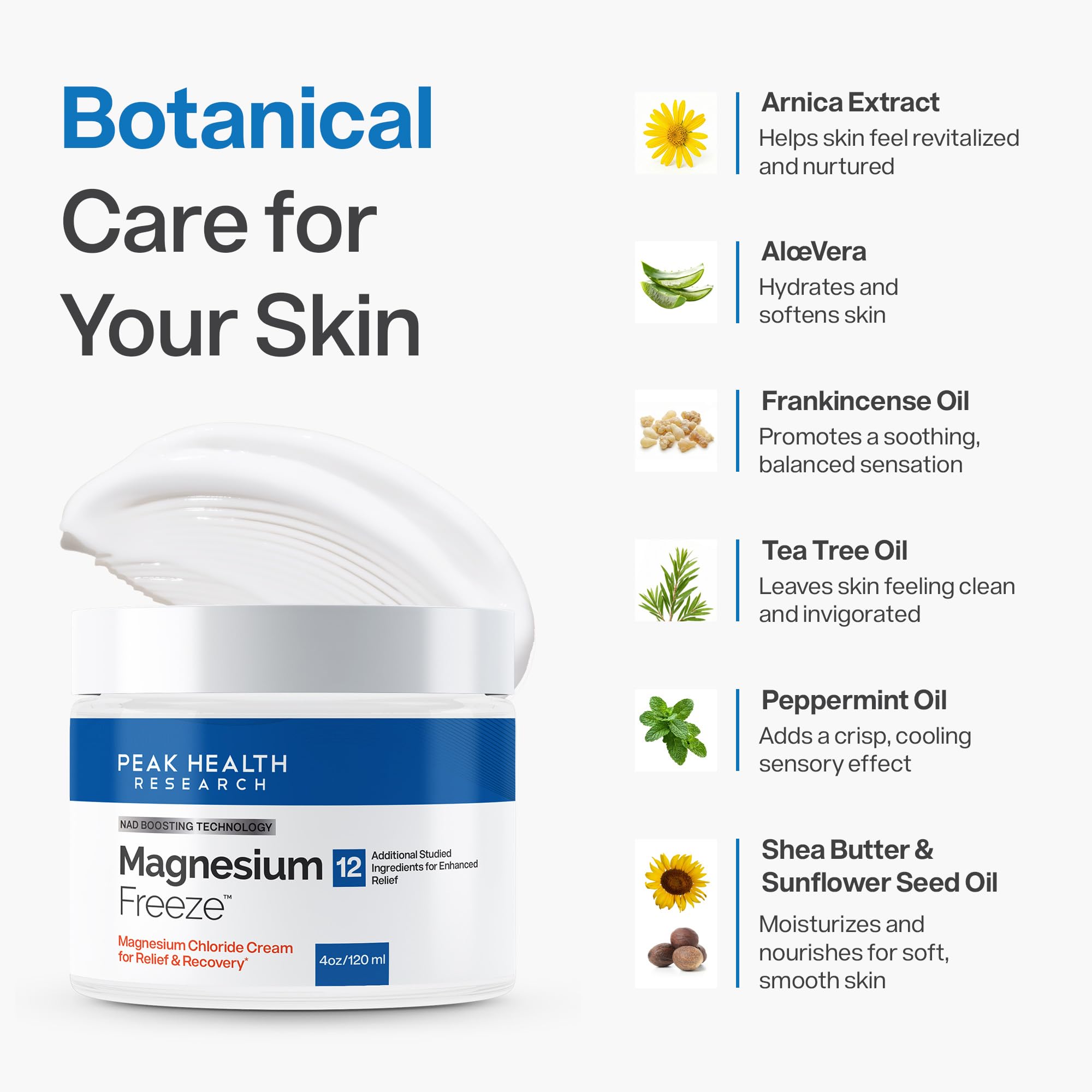 Magnesium Freeze - Topical Magnesium Cream with Niacinamide for Joints, Low Back, Sciatic Nerve, Knee, Hip, & Foot - Fast Acting Cooling Formula - Lightweight, Non-Greasy - 4oz OsteoShield uk supplements
