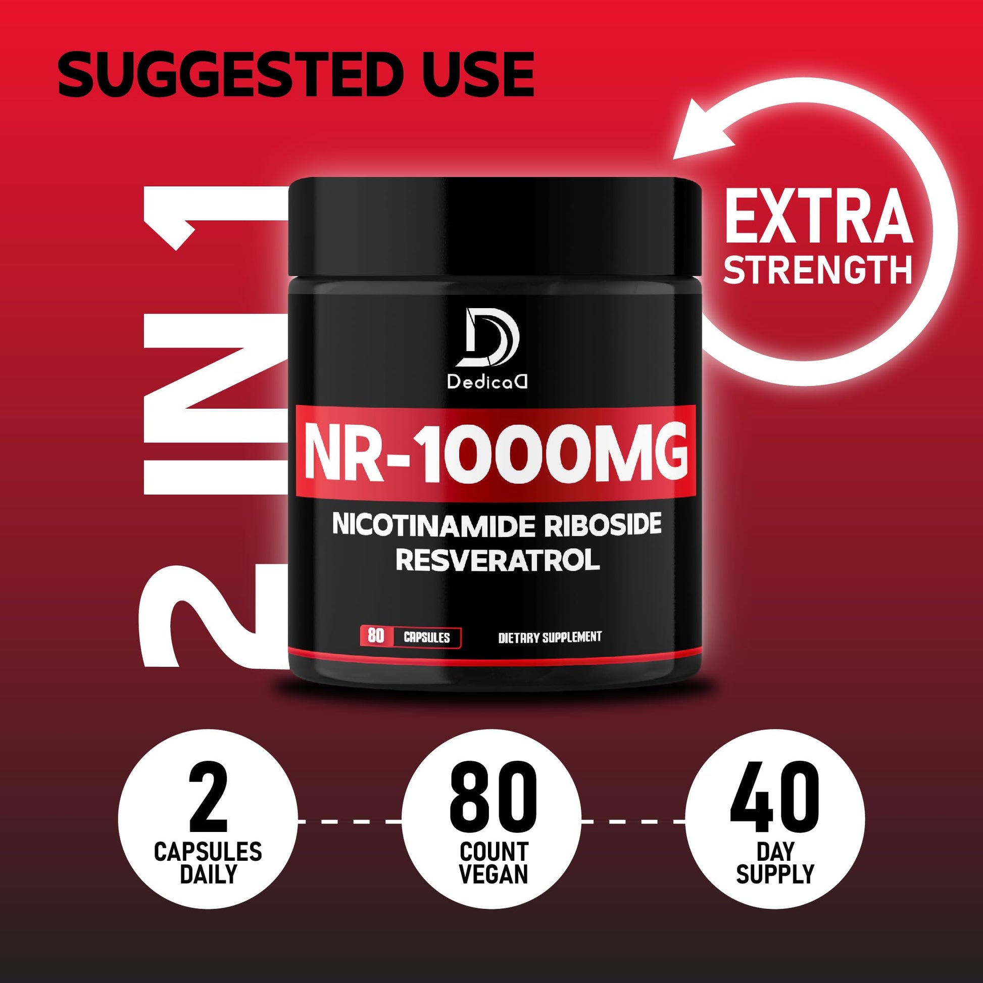 DEDICAD NAD Supplement with Nicotinamide Riboside and Trans Resveratrol - NR for Men & Women - 80 Capsules DEDICAD uk supplements