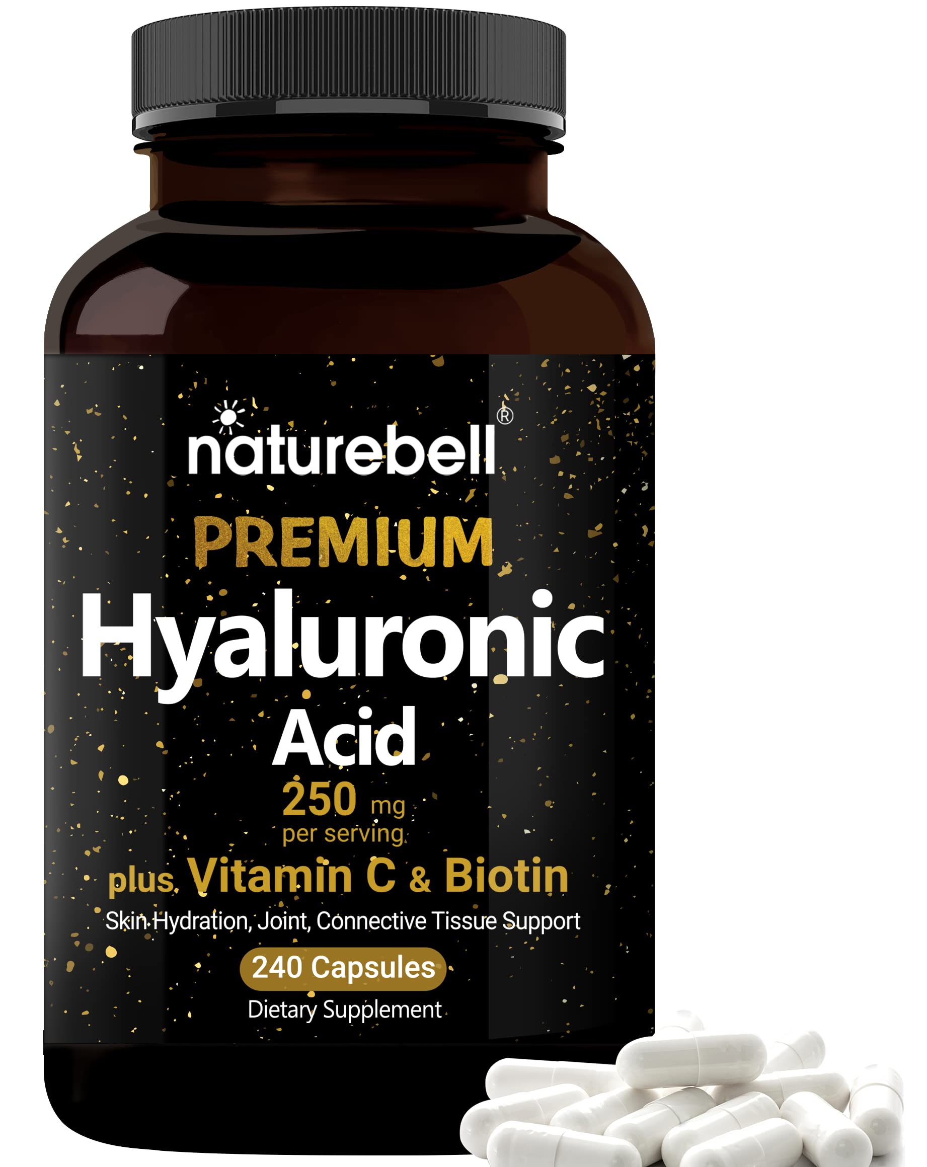 NatureBell Hyaluronic Acid Supplements 250mg | 240 Capsules, with Biotin 5000mcg NatureBell uk supplements