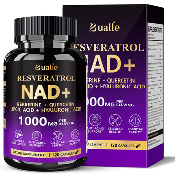 Bualle NAD Supplement, Liposomal NAD Resveratrol Supplement Contains Berberine, Alpha Lipoic Acid,Hyaluronic Acid & Quercetin - Joint Function& Support Anti-Aging,NMN Alternative -120 Capsules Bualle uk supplements