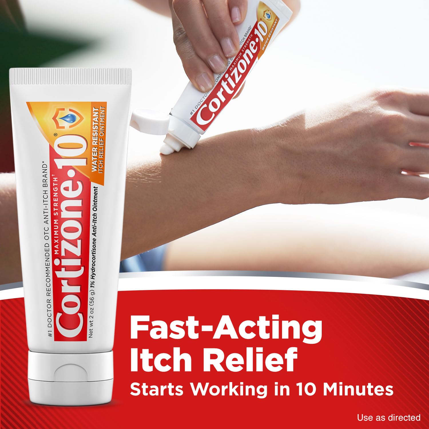 Cortizone-10 Maximum Strength Water Resistant Itch Relief Ointment, 1% Hydrocortisone, Fast-Acting, Anti-Itch Cream for Bug Bites, Rash, Eczema, Psoriasis, Poison Ivy, Oak, Sumac & More, 2 oz Cortizone 10 uk supplements