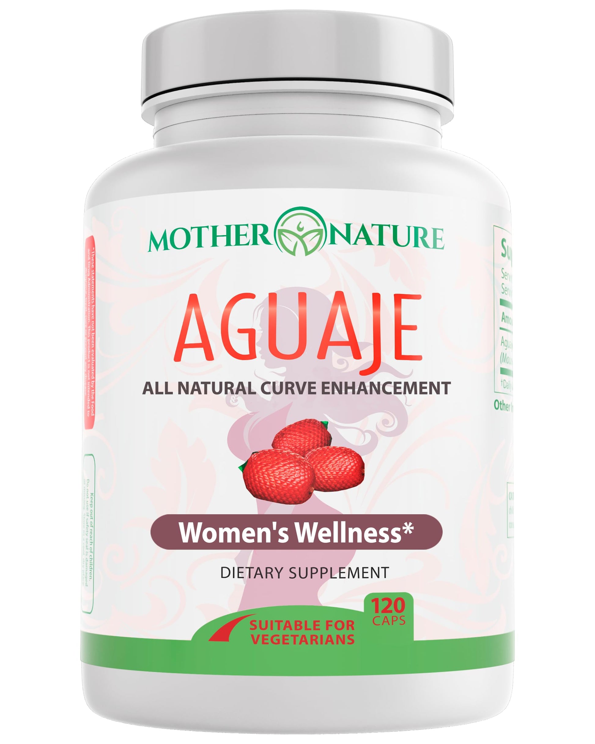 Mother Nature Aguaje Curves Capsules for Women, 1000mg (120ct), Natural & Sustainably Sourced Aguaje Fruit from Peru for Female Health, Hormone Balance, Curve Enhancer, Vegan, Non-GMO & Gluten-Free Mother Nature Organics Superfoods for Organic Living uk supplements