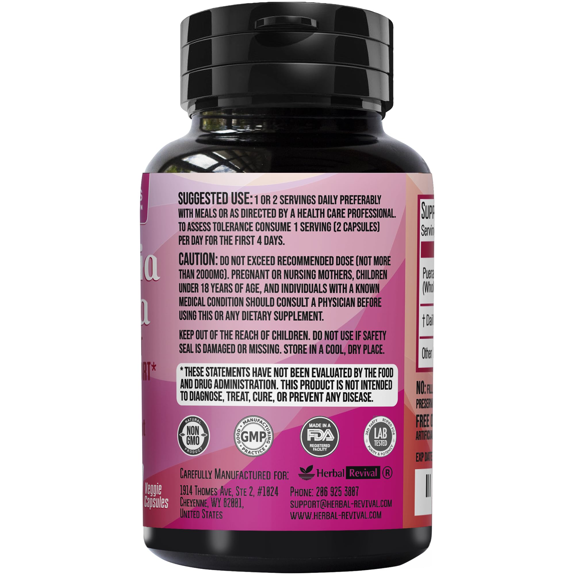 Pueraria Mirifica Capsules 2000mg Daily - Breast Enhancement Pills and Estrogen Supplement for Women and Men, Breast Enlargement Pills for Women and Transgender - Breast Growth Breast Enhancer Sapir's Nutrition uk supplements