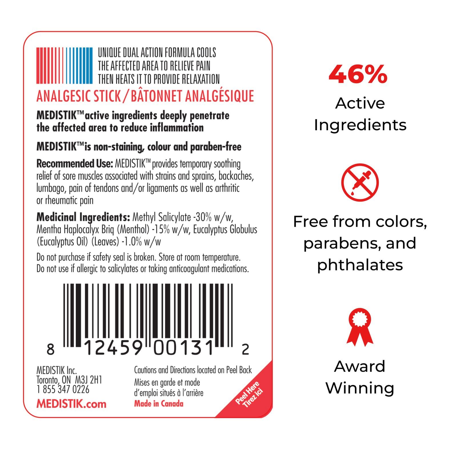 Medistik Extra Strength Pain Relief Stick. Long Lasting Topical Pain Reliever for Backache, Muscle & Joint Pain, 58g (One Pack) Medistik uk supplements