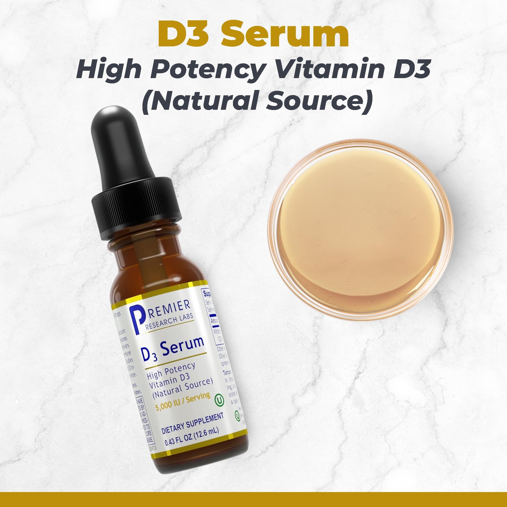 Premier Research Labs Vitamin D3 Serum - Liquid Vitamin D Oil Drops for Adults, Liquid Vitamin D3 5000 IU, Sublingual Vit D3 Liquid - 0.43 fl oz Premier Research Labs uk supplements