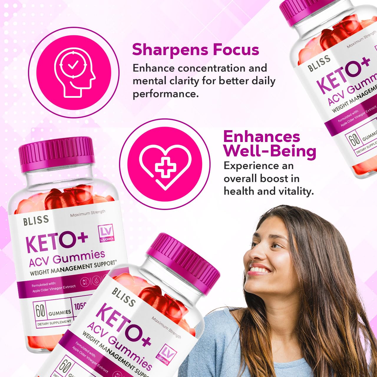 5 Pack - Bliss Keto ACV Gummies Advanced Weight Loss, Bliss ACV Active Gummies LIVORKA uk supplements