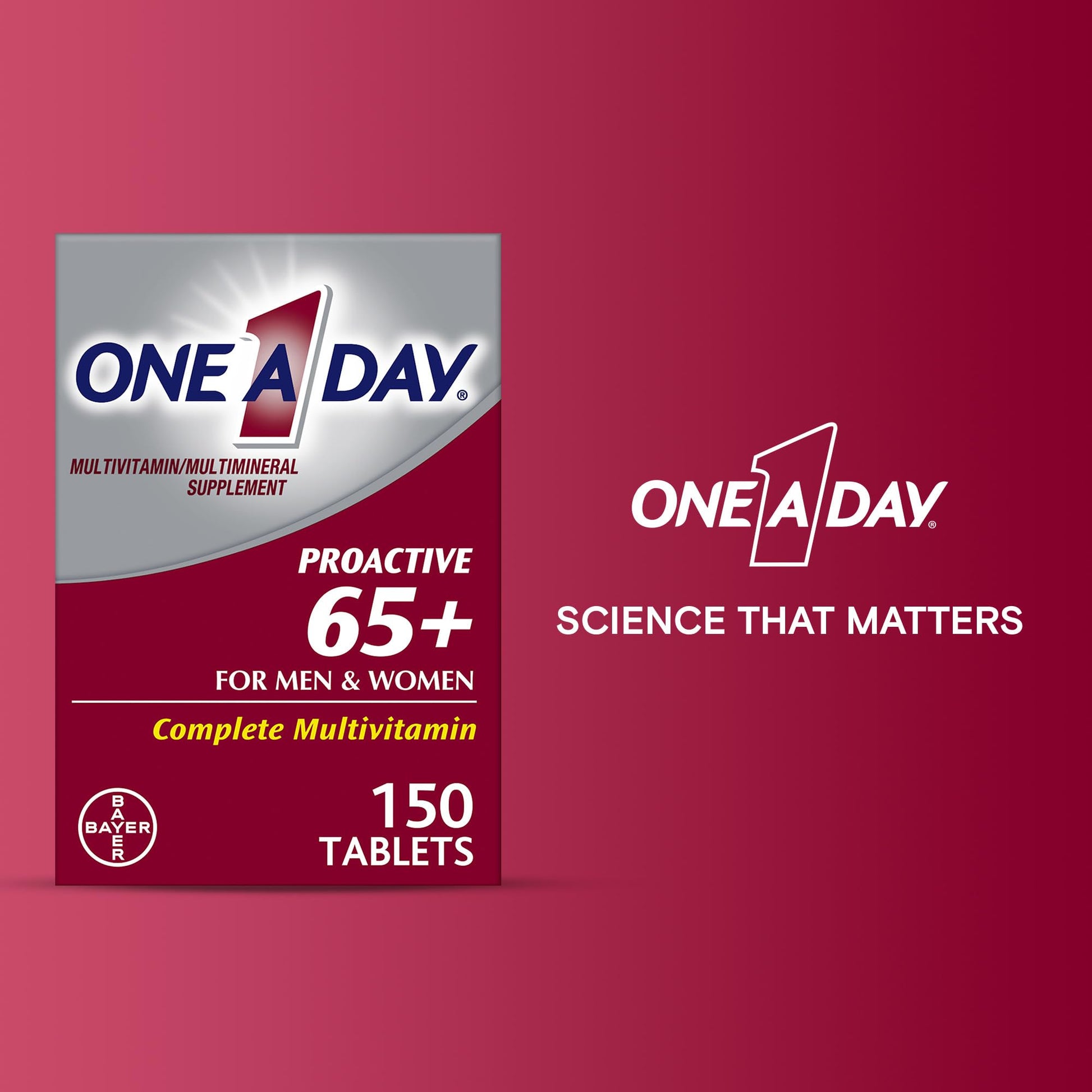 One A Day Proactive 65+, Mens & Womens Multivitamin, Supplement with Vitamin A, C, D, and Zinc to Support Bone Health & Cell Health, Calcium ONE A DAY uk supplements