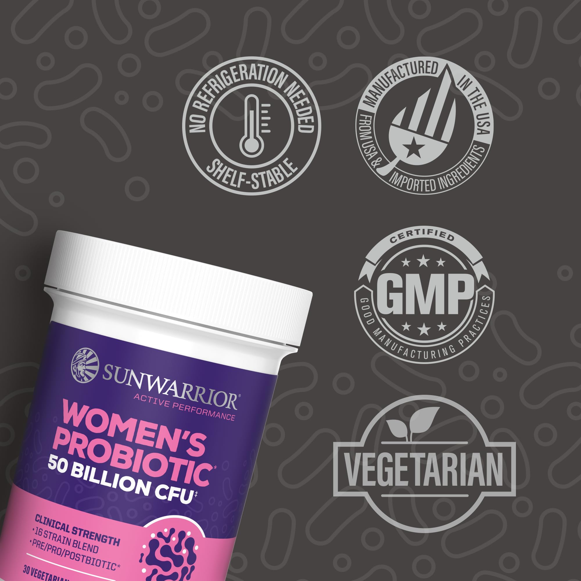 Probiotic for Gut Health 50 Billion CFU Probiotics Supplement Capsules 16 Strains Prebiotics, Postbiotics for Women Gut Immune Colon Health Energy Endurance Support Soy-Free Non-GMO 30 Capsule Serving Sunwarrior uk supplements
