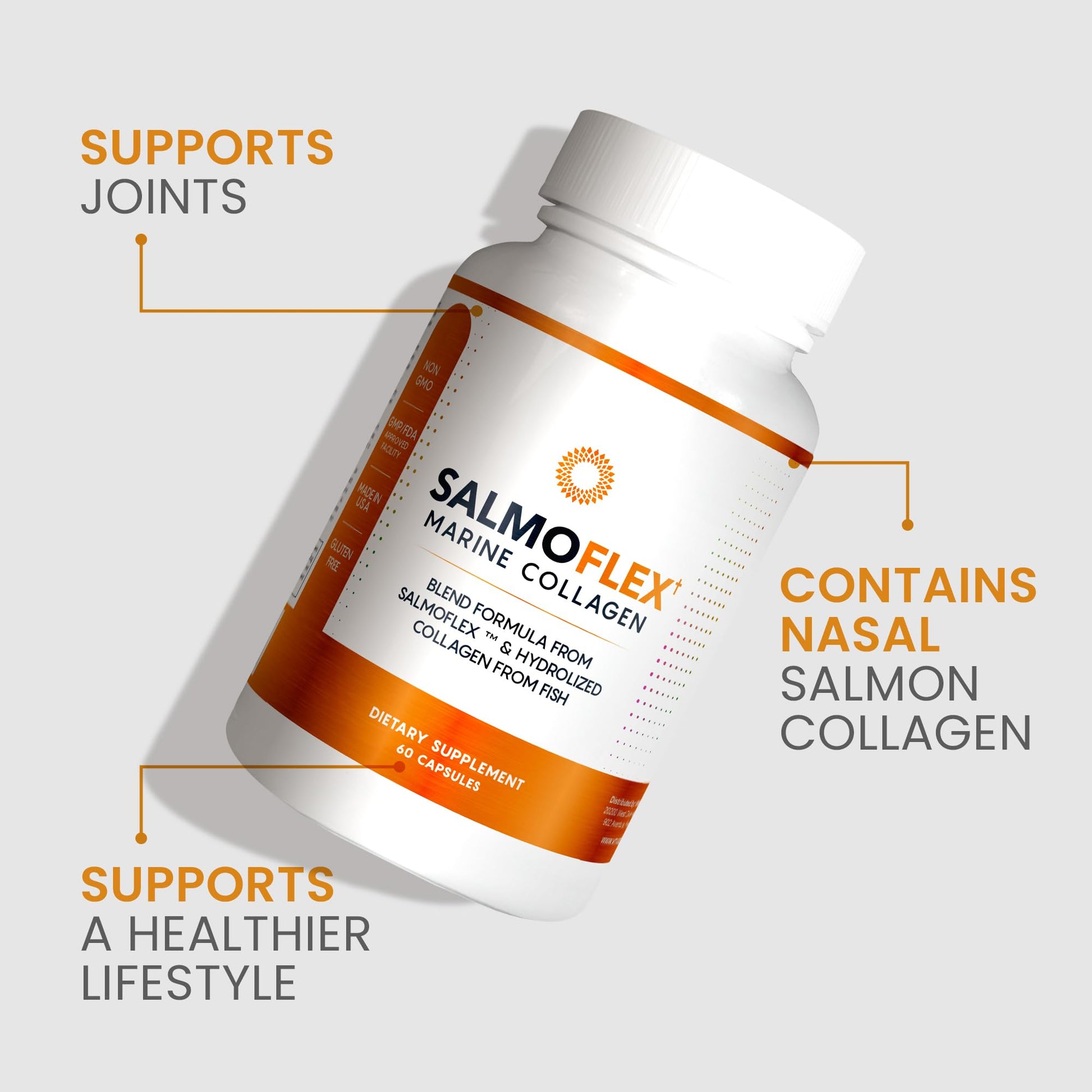 VITASEI Salmoflex Marine Collagen Peptides Pills W/Hyaluronic Acid, Vitamin C, D, E | Salmon Supplements - Hair, Skin, Nails | Multivitamin for Women & Men | Knee, Joint Relief - 60 Capsules VITASEI uk supplements