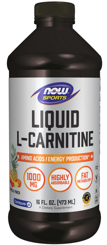 NOW Sports Nutrition, L-Carnitine Liquid 1,000 mg, Highly Absorbable, Tropical Punch NOW uk supplements