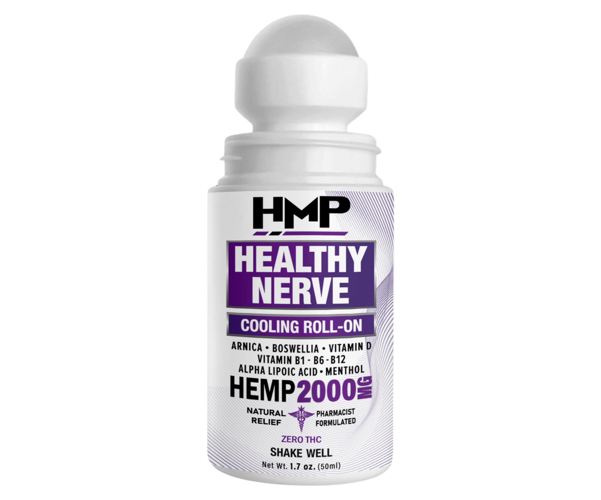 HMP Nerve Roll-On for Feet, Hands, Legs, Toes, Back 2000MG Hemp with Menthol & Arnica, Soothing Cooling Formula, Made in USA, 50ml (1 Pack) HMP BRANDS uk supplements