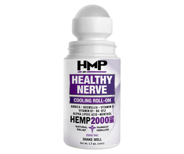 HMP Nerve Roll-On for Feet, Hands, Legs, Toes, Back 2000MG Hemp with Menthol & Arnica, Soothing Cooling Formula, Made in USA, 50ml (1 Pack) HMP BRANDS uk supplements
