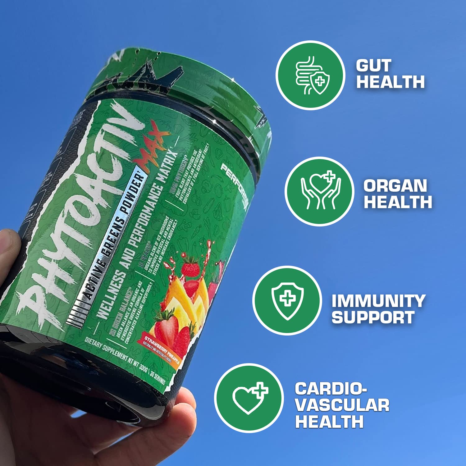 Performax Labs PhytoactivMax Active Greens Powder Wellness and Performance Matrix | Phytonutrients – Overall Health | 30 Servings (Strawberry Pineapple) Performax Labs uk supplements